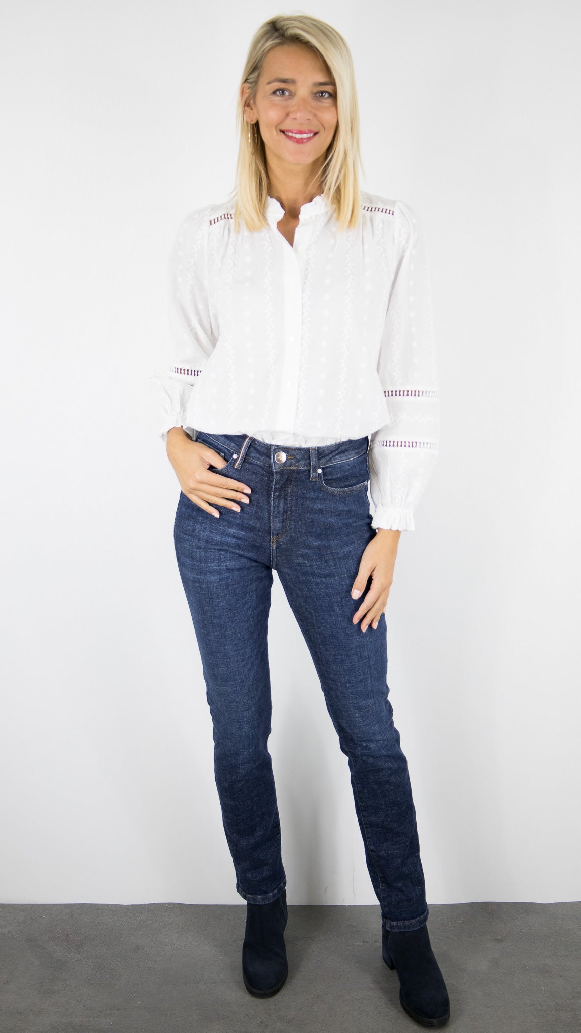 BLOUSE BRODEE AJOUREE ECRUE YCOO 4637B 