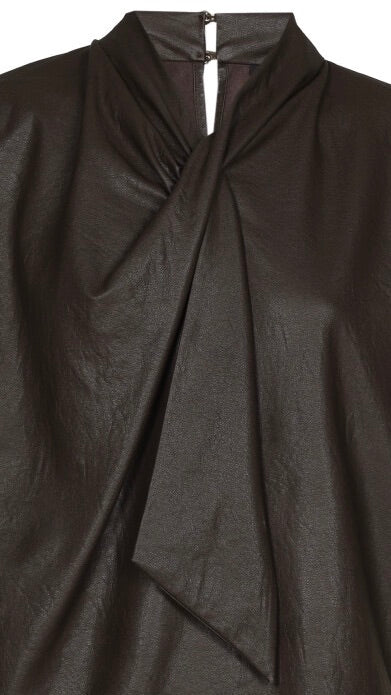 TOP CRAVATTE EN CUIR VEGAN CHOCO FEMME CAROLINE BISS 4664
