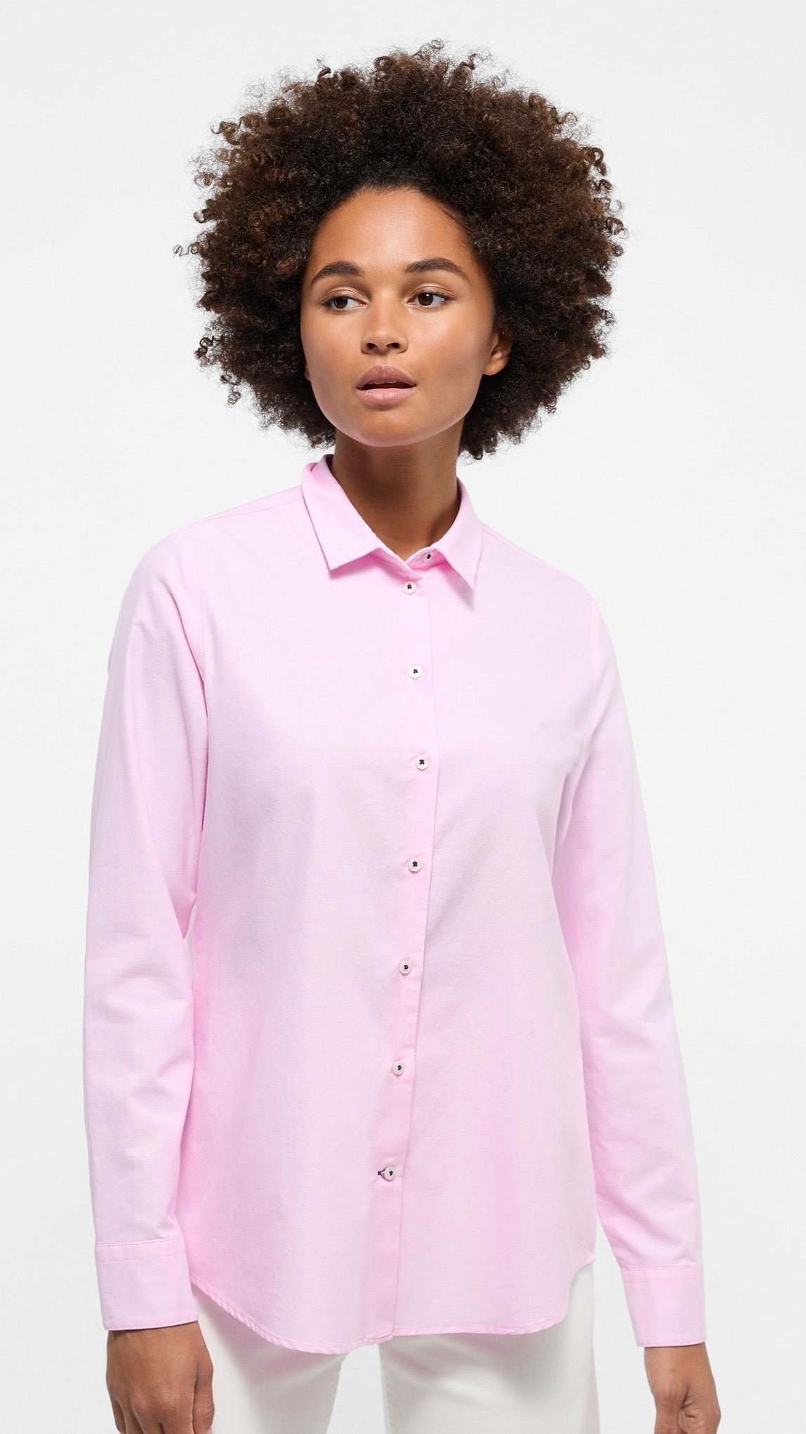 CHEMISIER ROSE POUR FEMME EN TISSU ETERNA 5124 D935