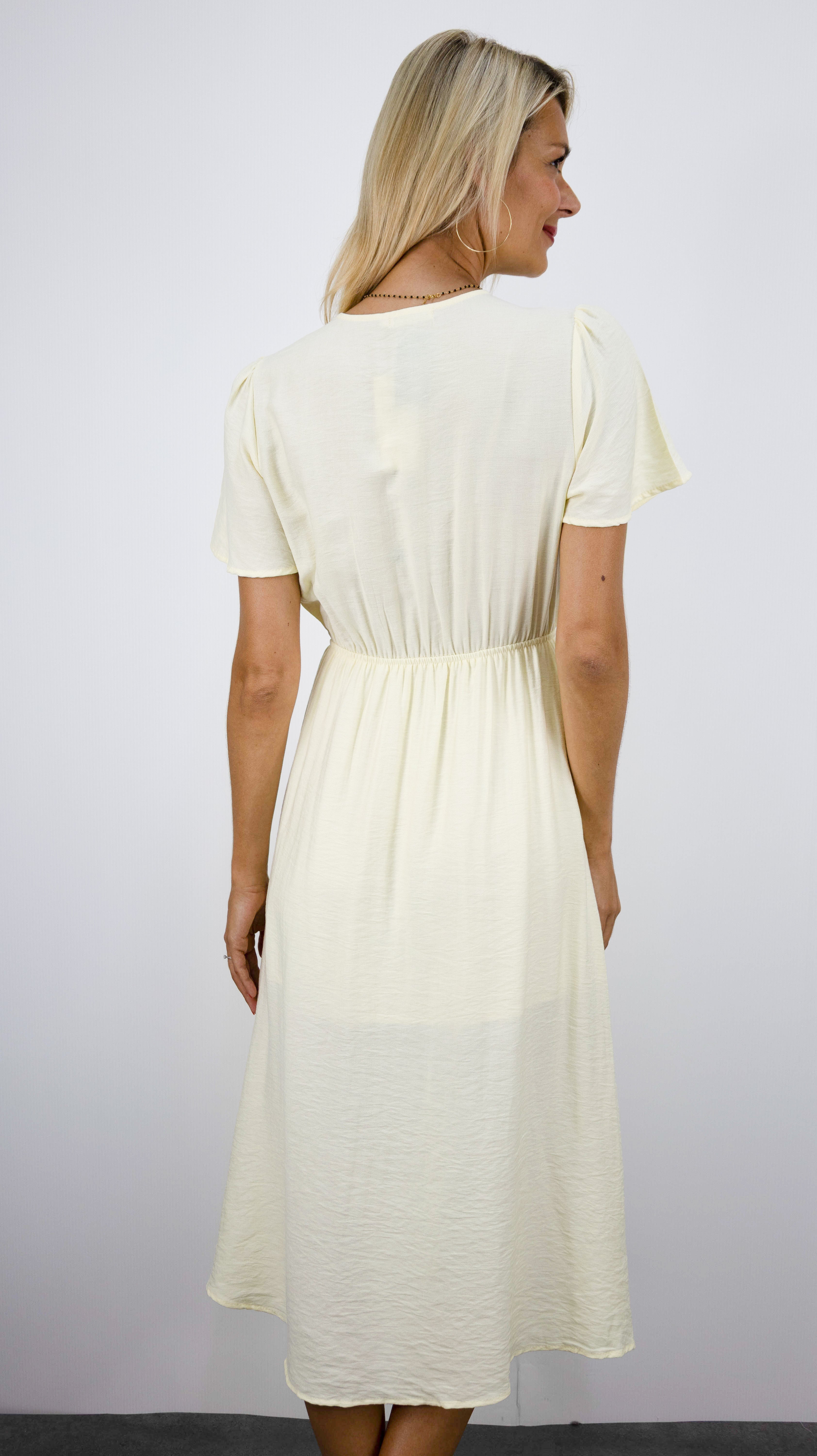 ROBE MIDI D'ETE COL V FLUIDE ECRUE LILI ET LALA 5192#COLOR_JAUNE
