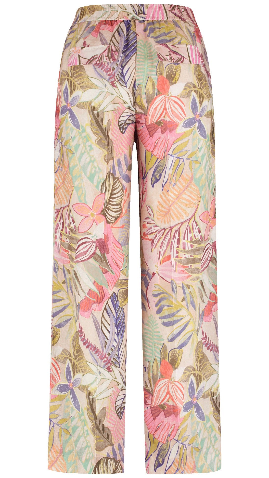 PANTALON EN LIN  IMPRIME FLORAL TROPICAL MULTICOLORE GERRY WEBER 520035/31236