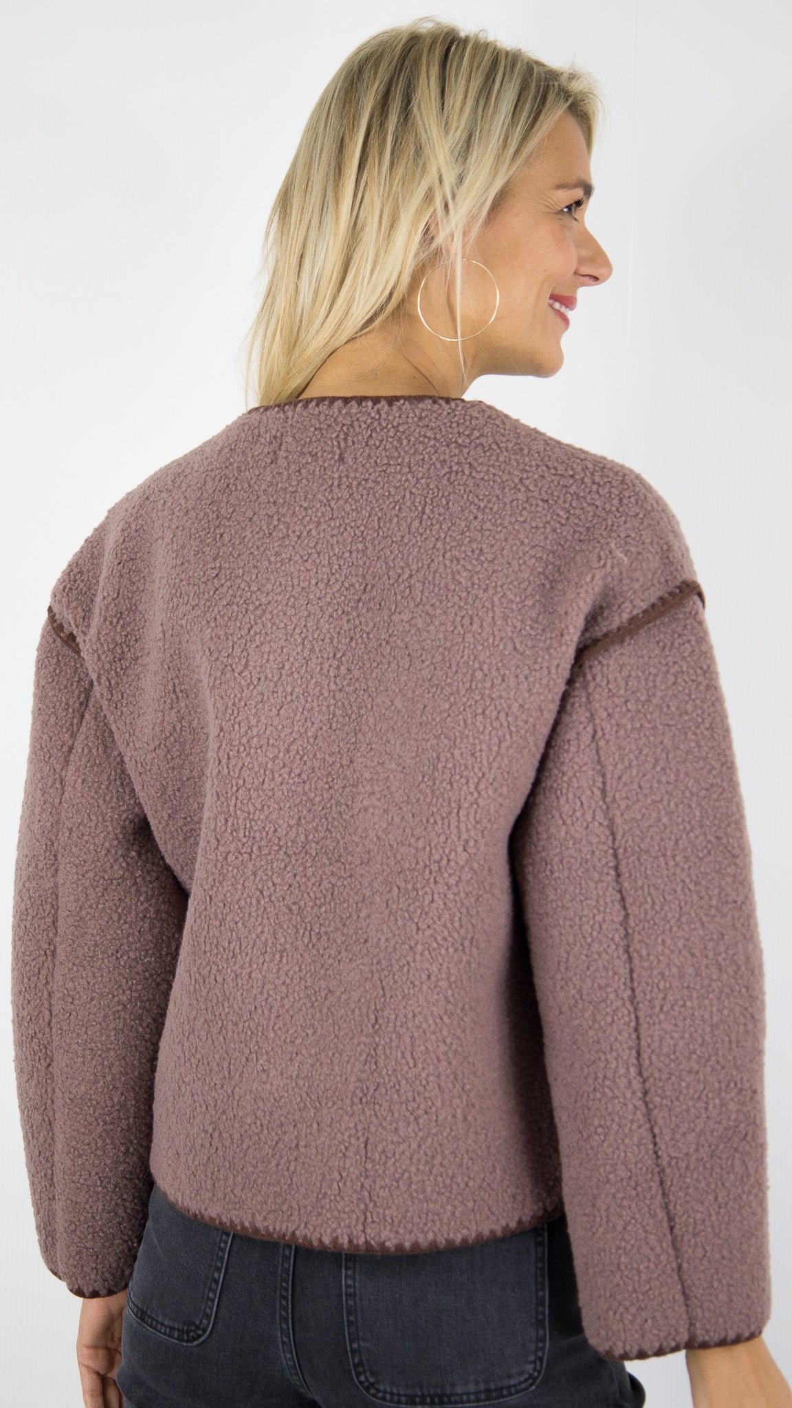 VESTE AMPLE FOURRURE ECOLOGIQUE TAUPE ROSE CHARLIOR 526069 