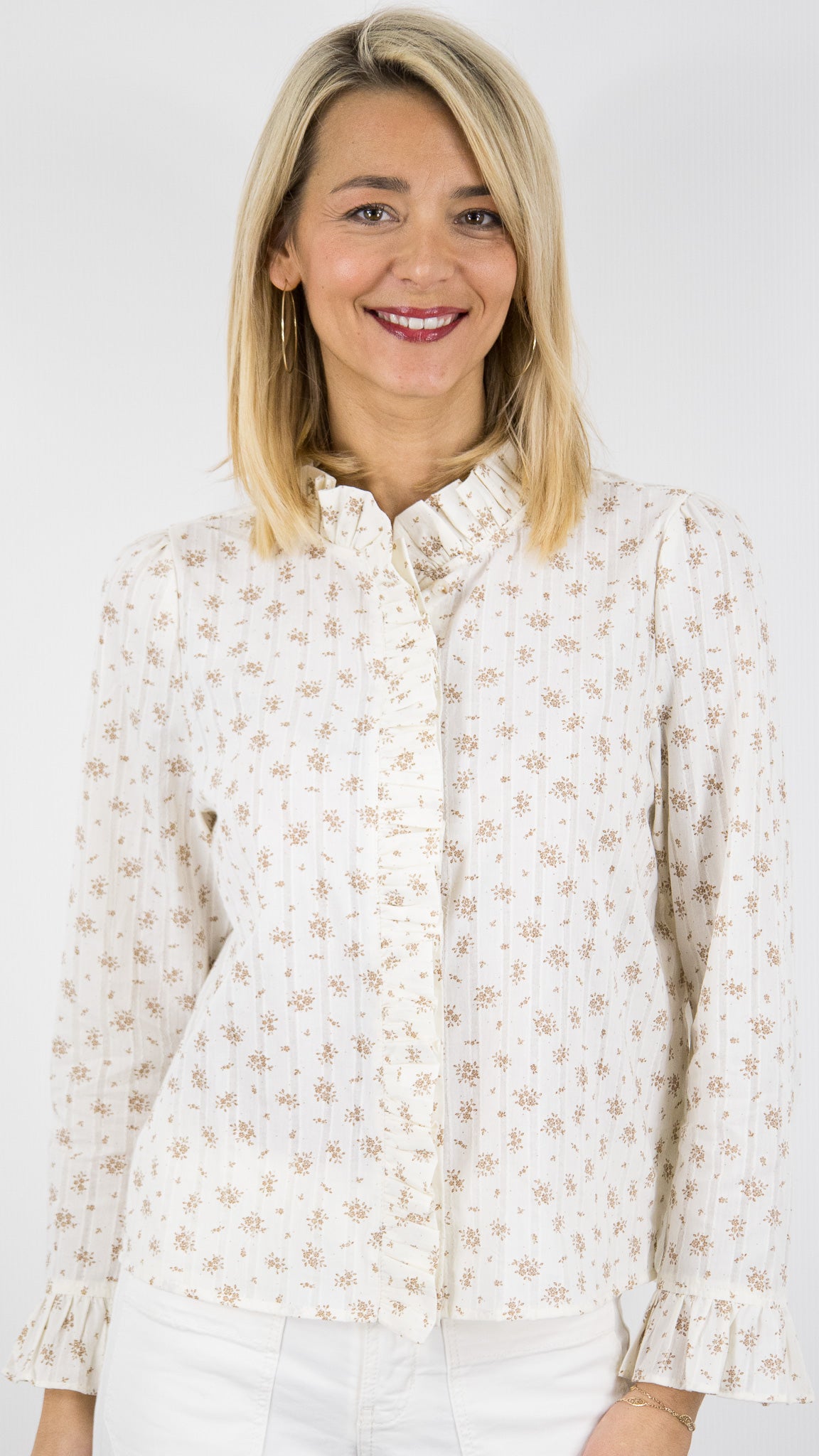 BLOUSE FLEURIE COL VOLANTE LILI ET LALA 5346-2030