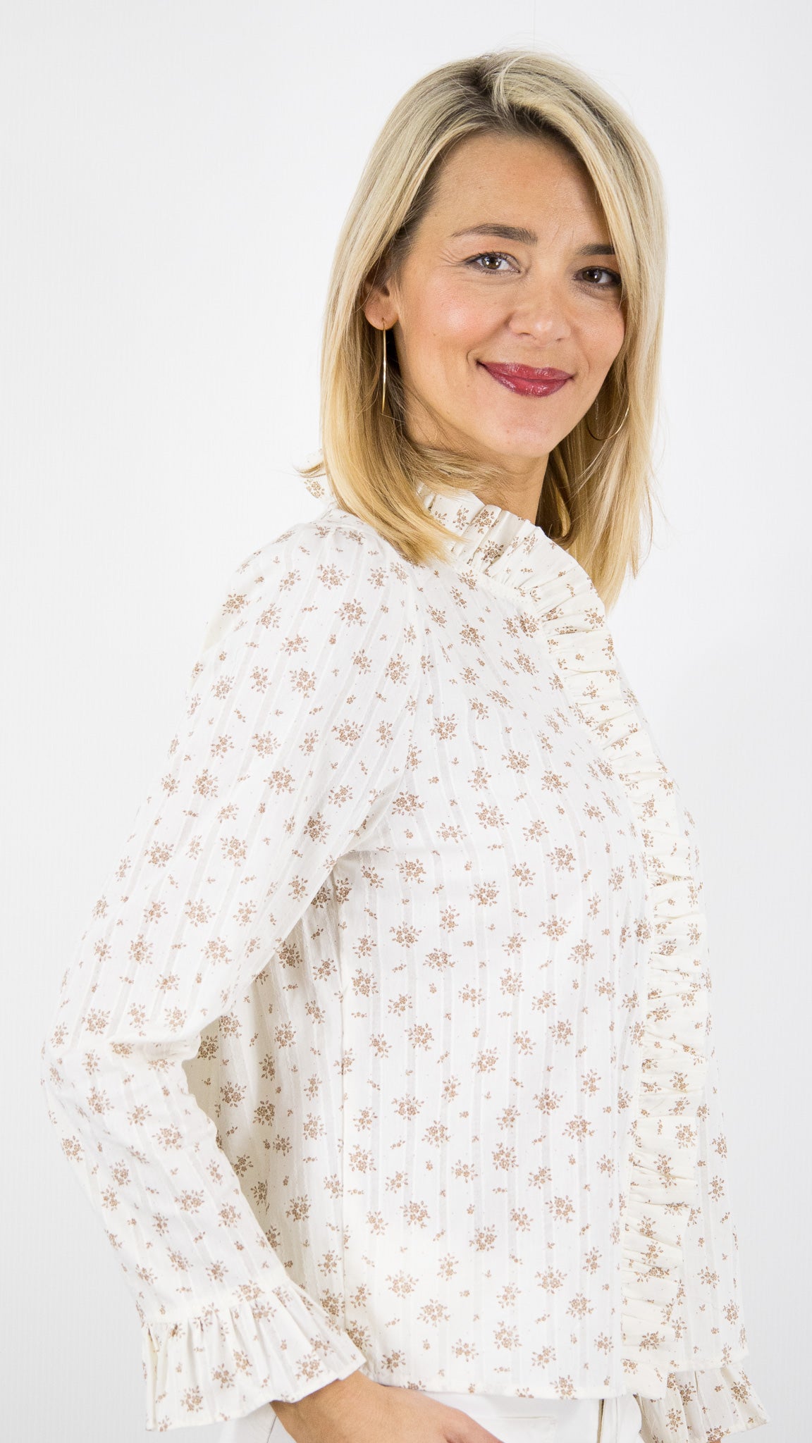 BLOUSE FLEURIE COL VOLANTE LILI ET LALA 5346-2030