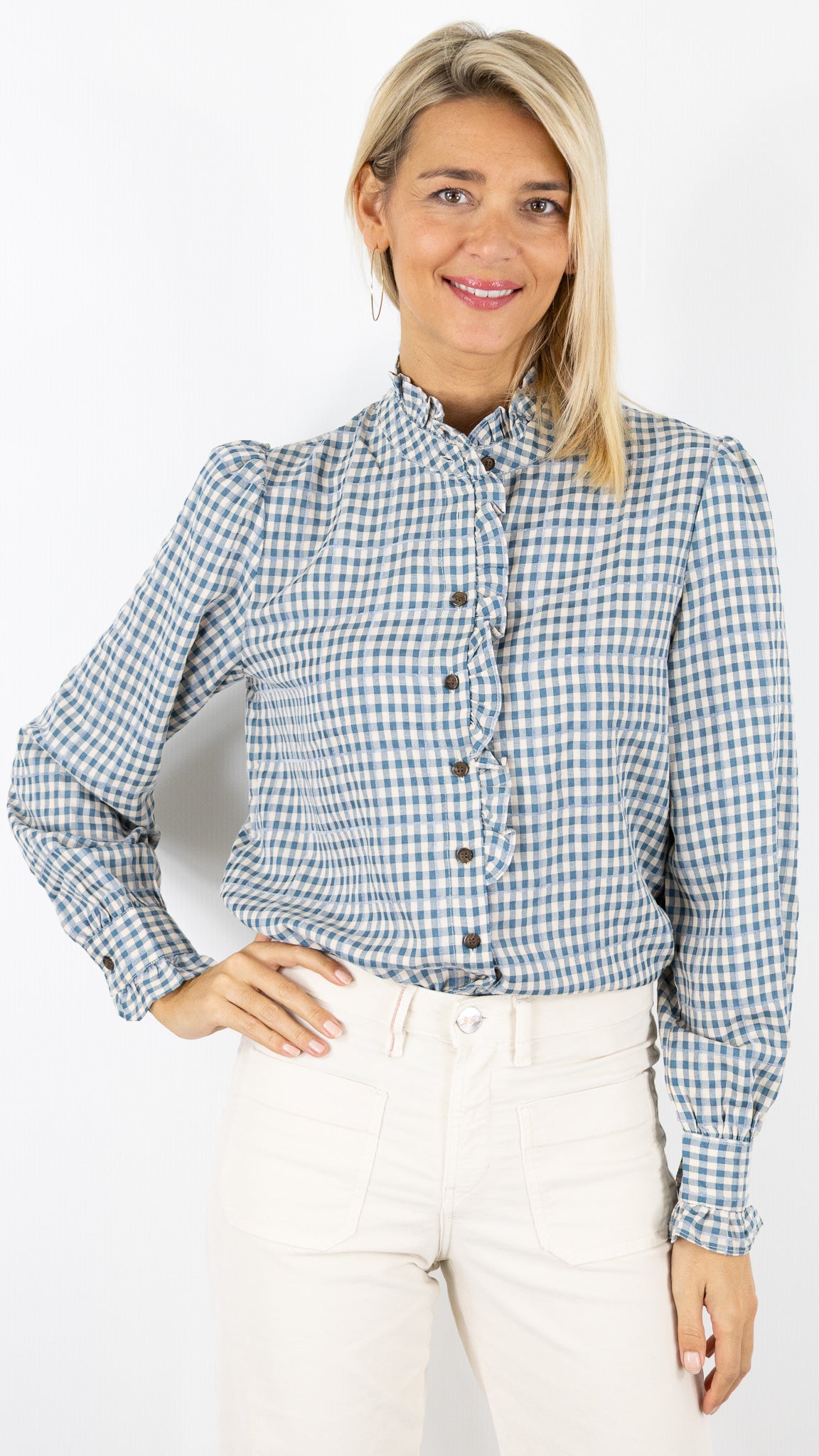 BLOUSE À CARREAUX 5392 LILI ET LALA#color_BLEU
