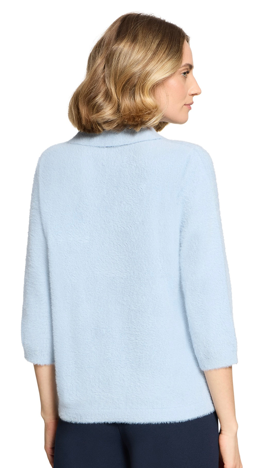 PULL COL POLO POILU POUR FEMME BLEU CIEL BETTY BARCLAY 5503/2043