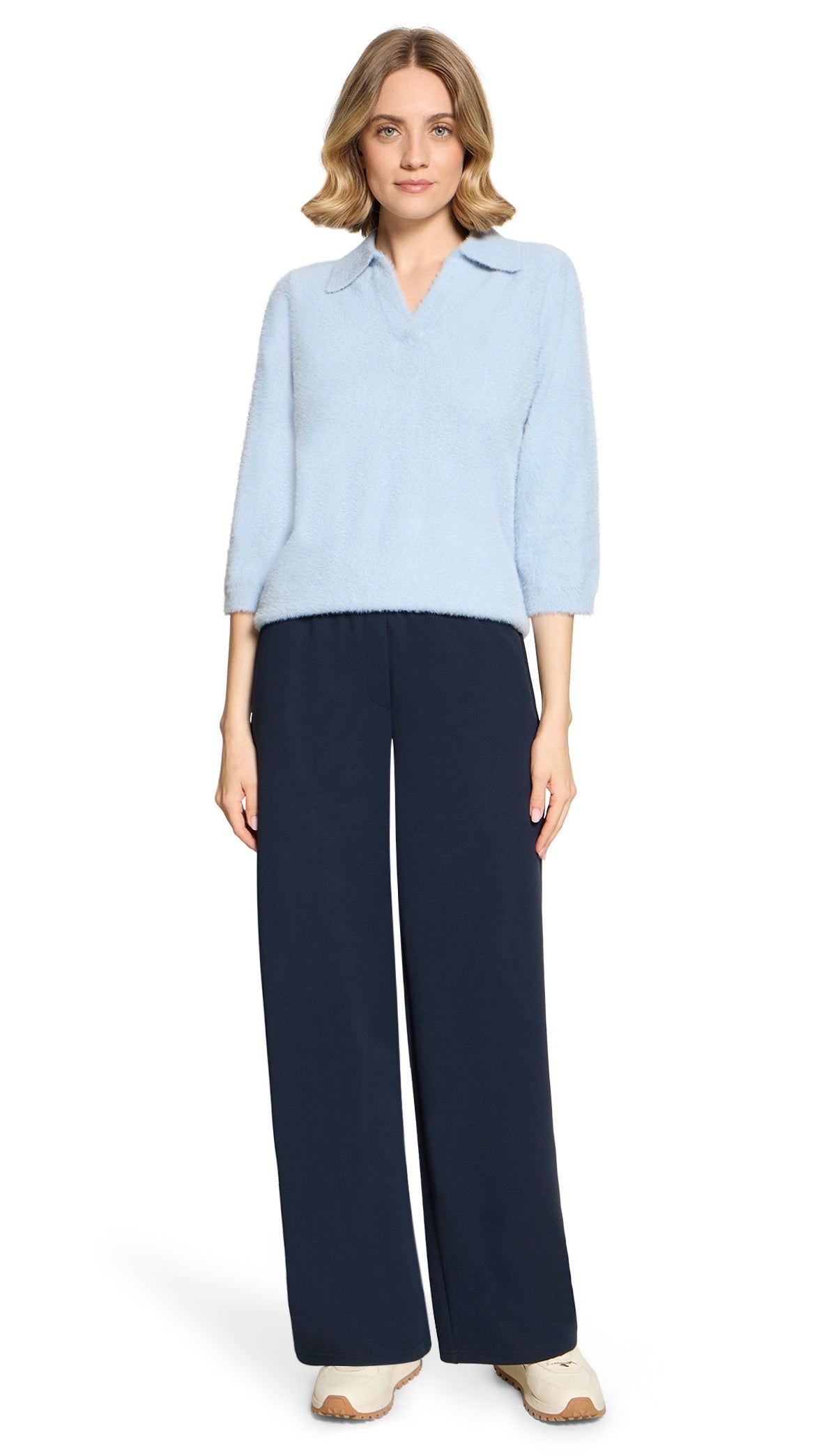 PULL COL POLO POILU POUR FEMME BLEU CIEL BETTY BARCLAY 5503/2043