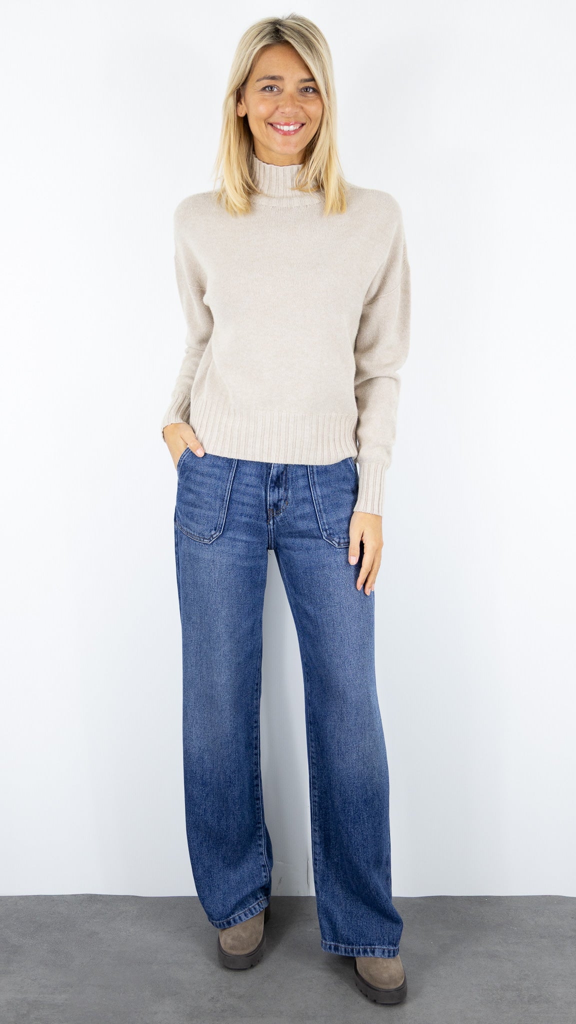 PULL COL MONTANT 570284 MAX ET ENJOY#color_BEIGE