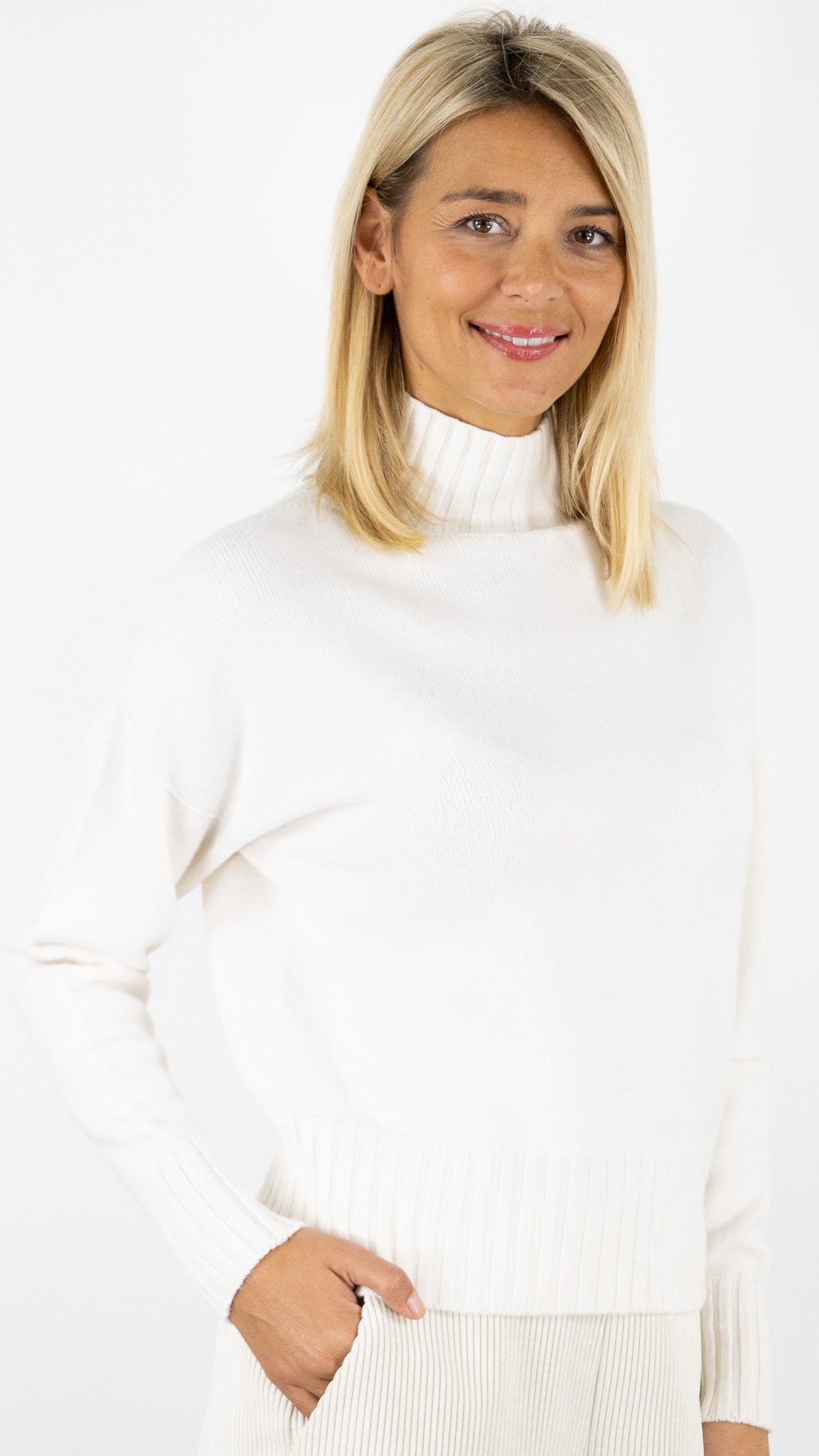 PULL COL MONTANT 570284 MAX ET ENJOY#color_BLANC