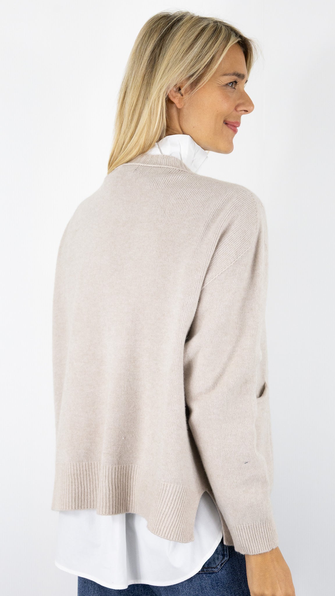 GILET OUVERT AVEC POCHES 570551 MAX ET ENJOY#color_CREME