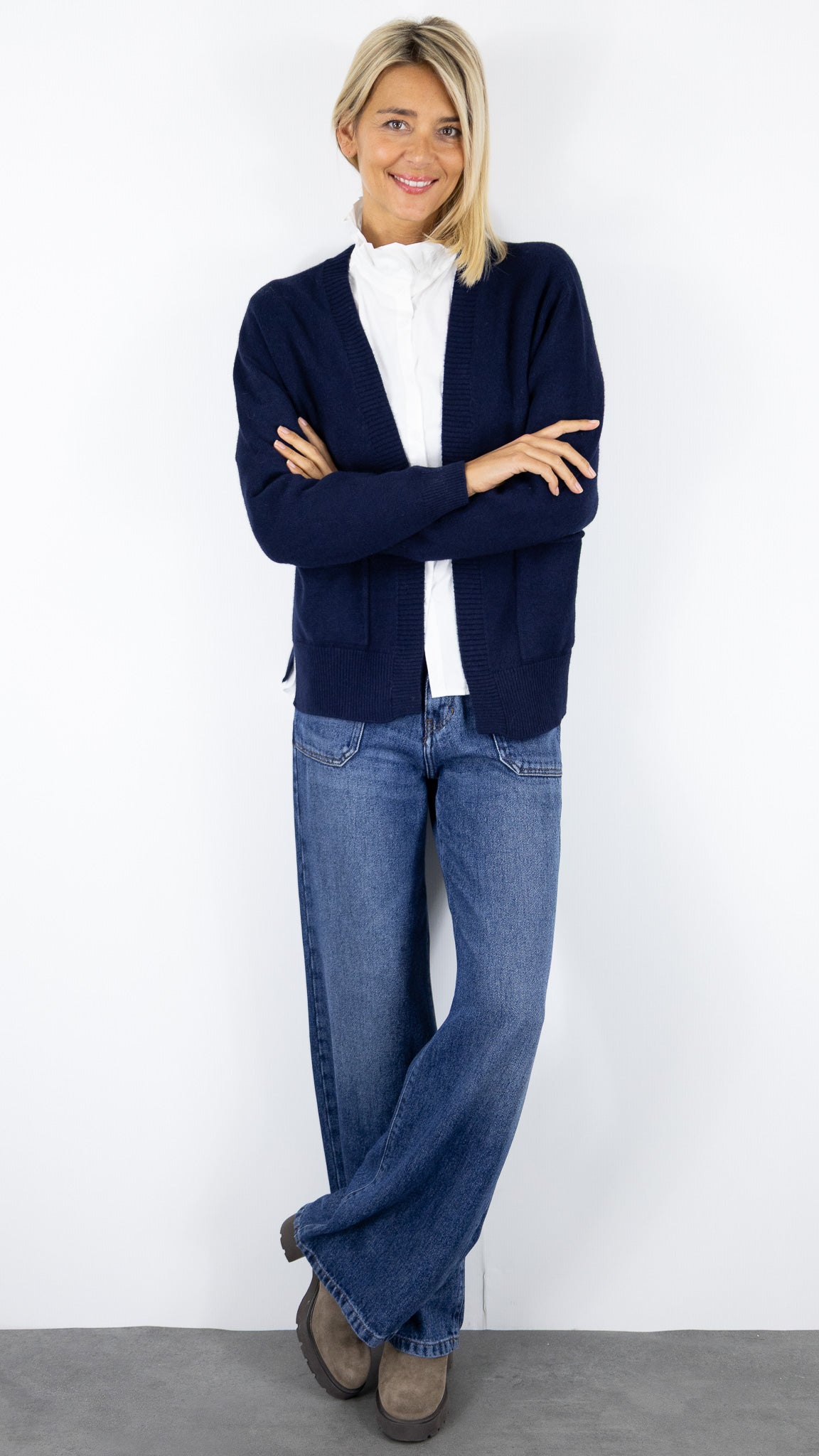 GILET OUVERT AVEC POCHES 570551 MAX ET ENJOY#color_MARINE