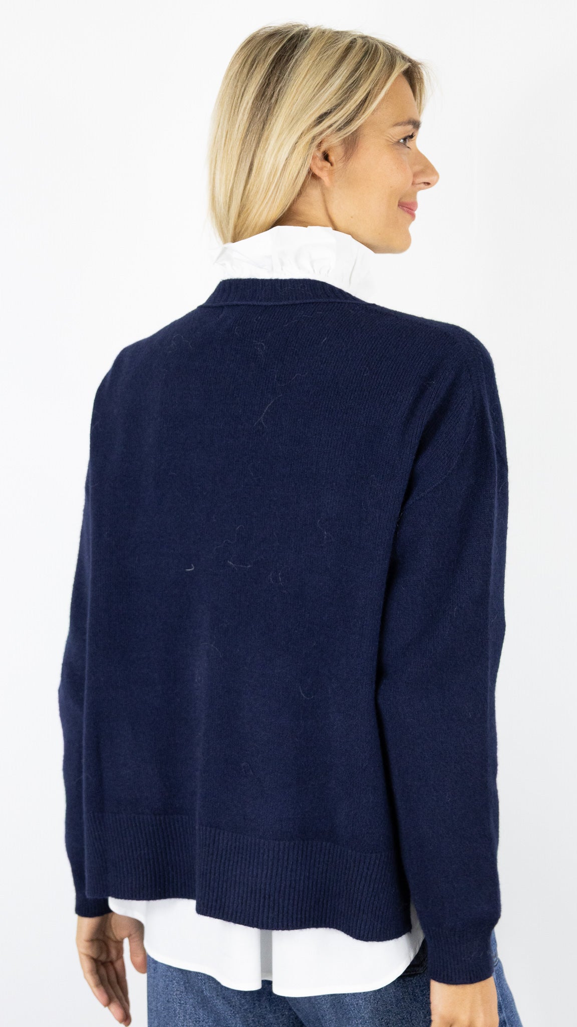 GILET OUVERT AVEC POCHES 570551 MAX ET ENJOY#color_MARINE