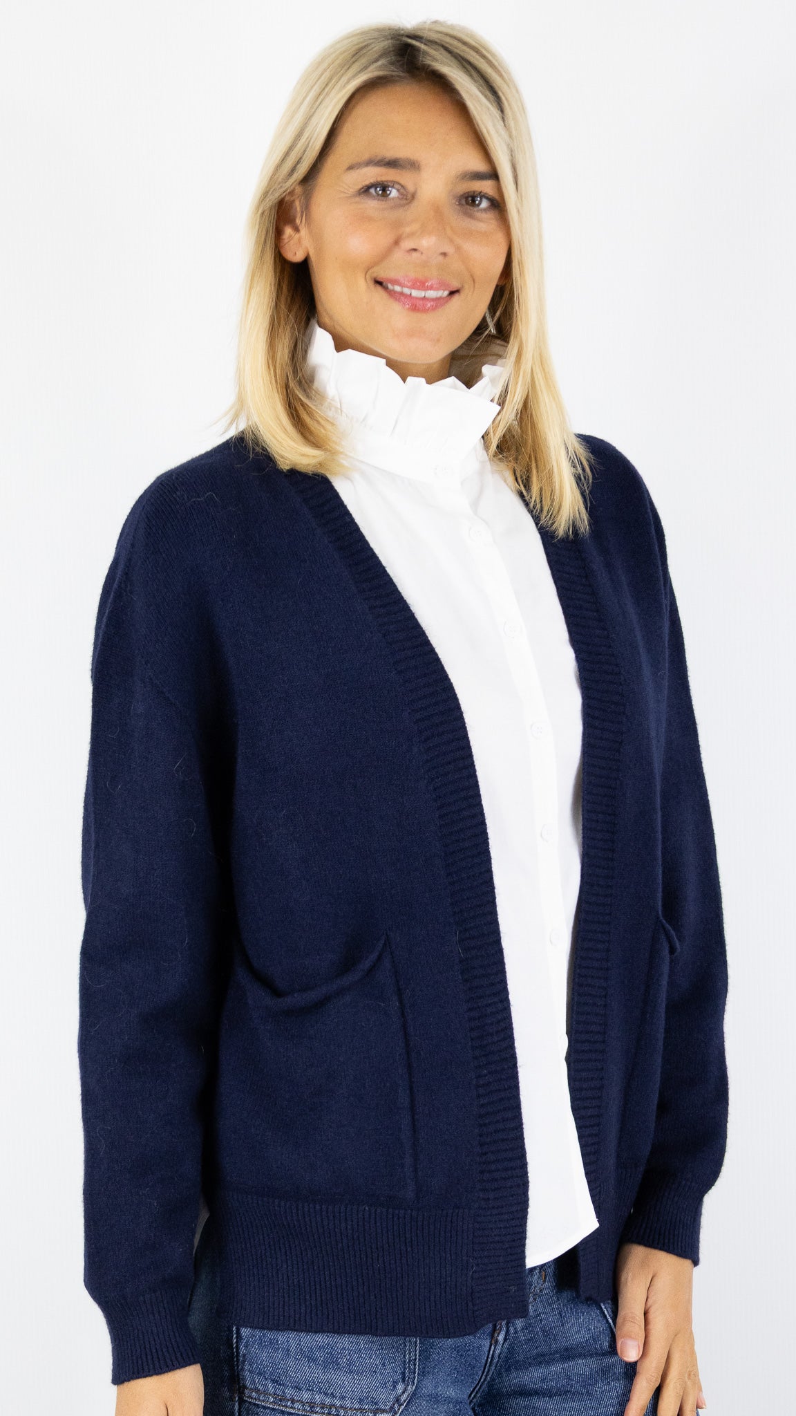 GILET OUVERT AVEC POCHES 570551 MAX ET ENJOY#color_MARINE