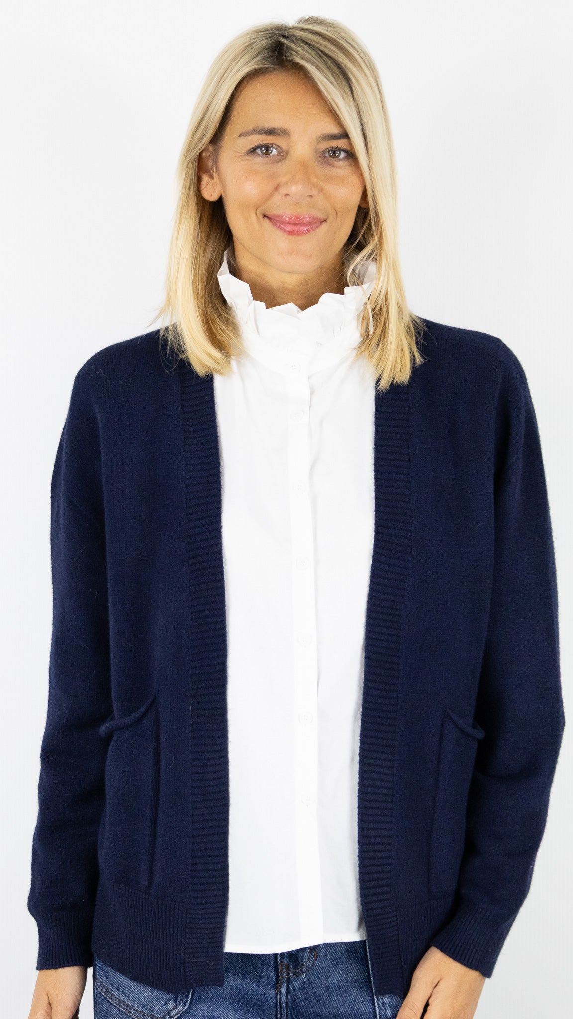 GILET OUVERT AVEC POCHES 570551 MAX ET ENJOY#color_MARINE