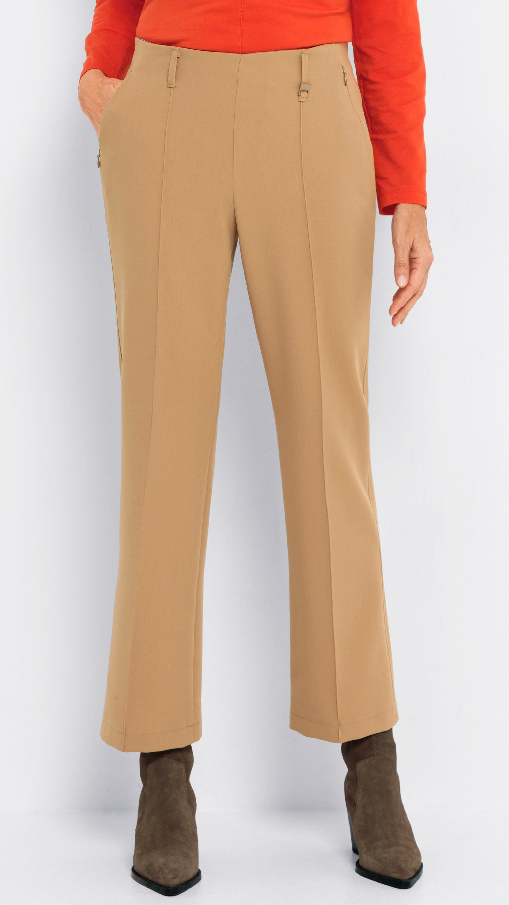 PANTALON DE VILLE ELASTIQUE EVASE CAMEL BIANCA 60031 
