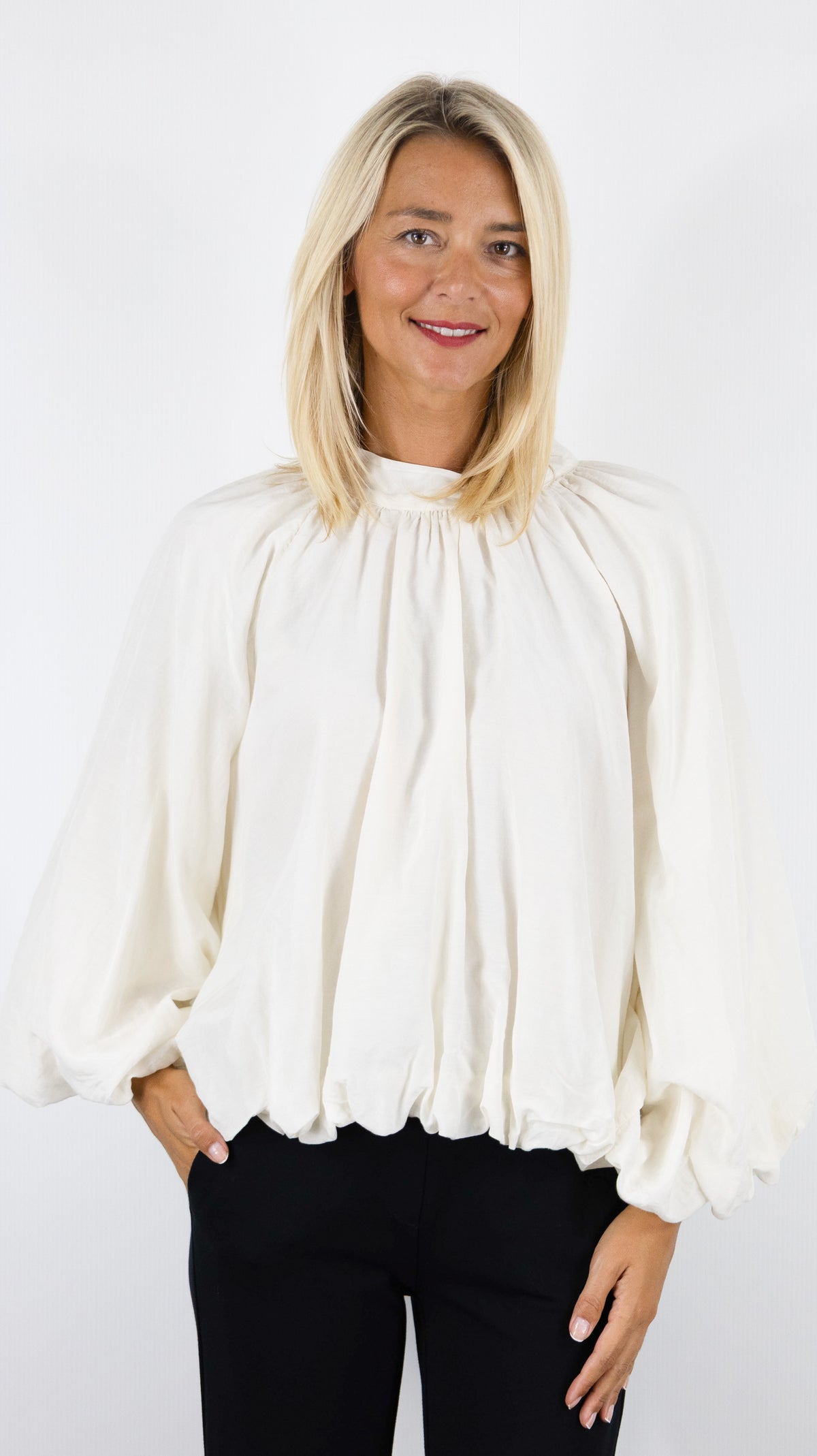 BLOUSE AMPLE PLISSEE CEREMONIE POUR FEMME VOUS 15438#COLOR_ECRU