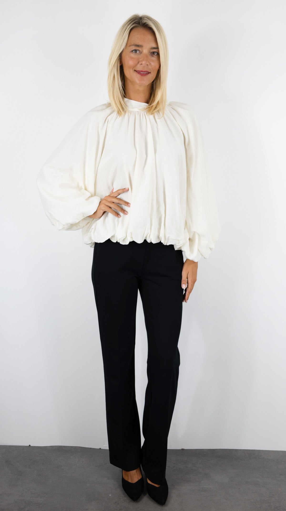 BLOUSE AMPLE PLISSEE CEREMONIE POUR FEMME VOUS 15438#COLOR_ECRU