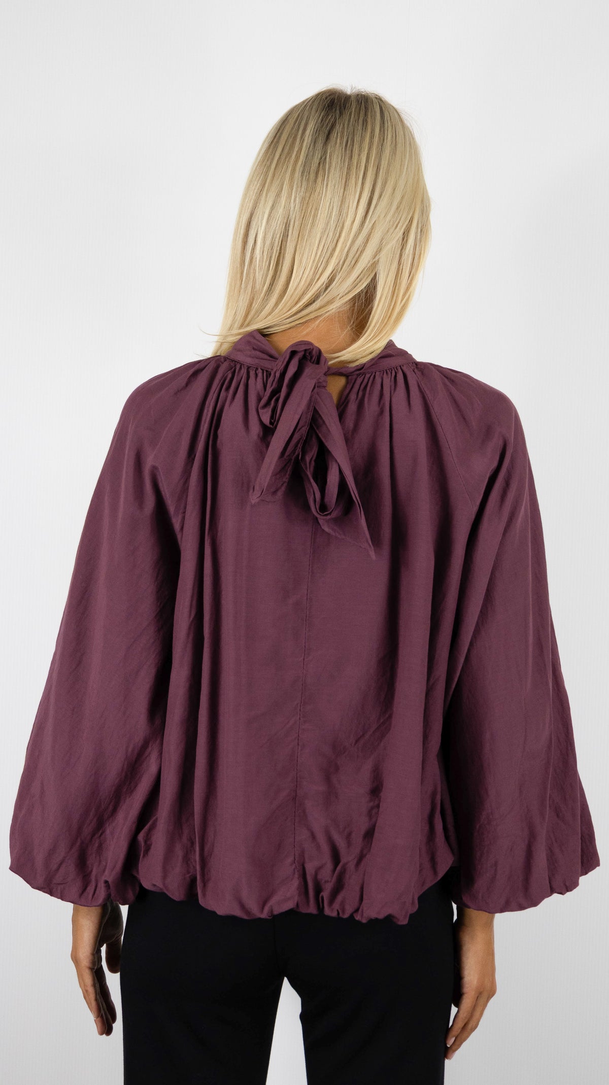 BLOUSE AMPLE PLISSEE CEREMONIE POUR FEMME VOUS 15438#COLOR_PRUNE