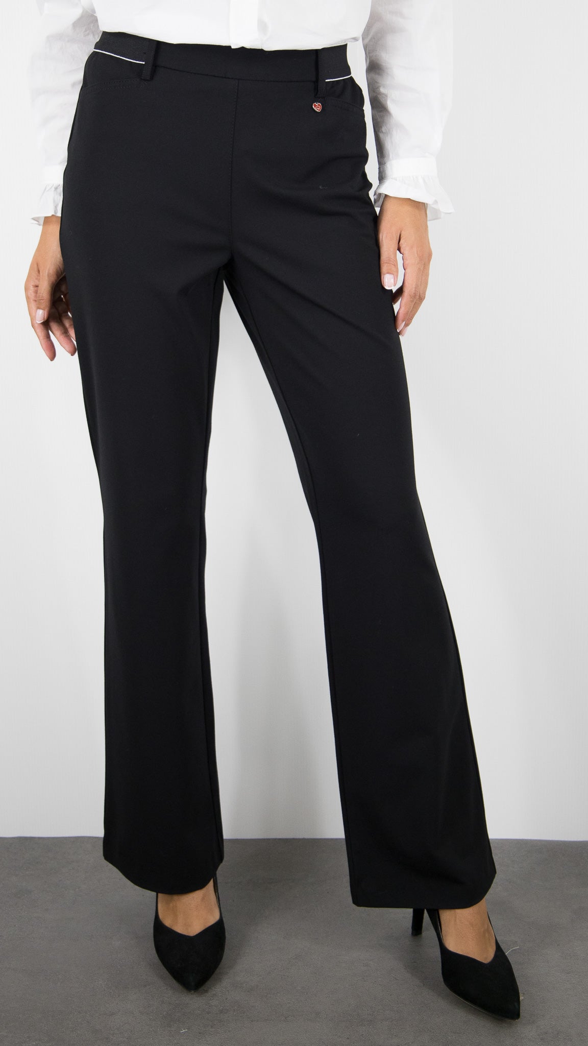 PANTALON FLARE TAILLE ELASTIQUE FEMME NOIR TONI ALICE NEW 61-16 2855-18#COLOR_089/BLACK