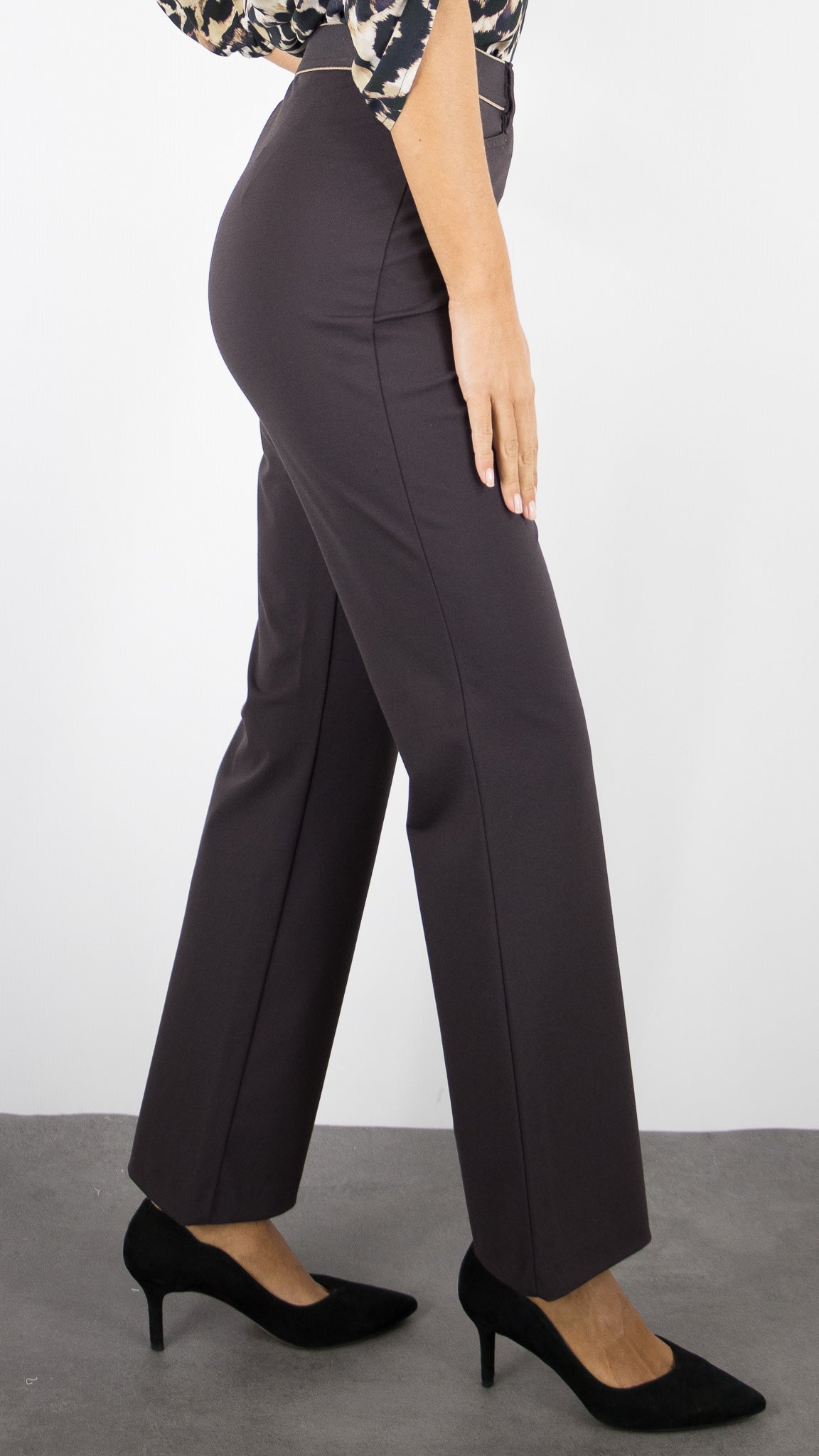 PANTALON FLARE TAILLE ELASTIQUE FEMME NOIR TONI ALICE NEW 61-16 2855-18#COLOR_079/CAFE