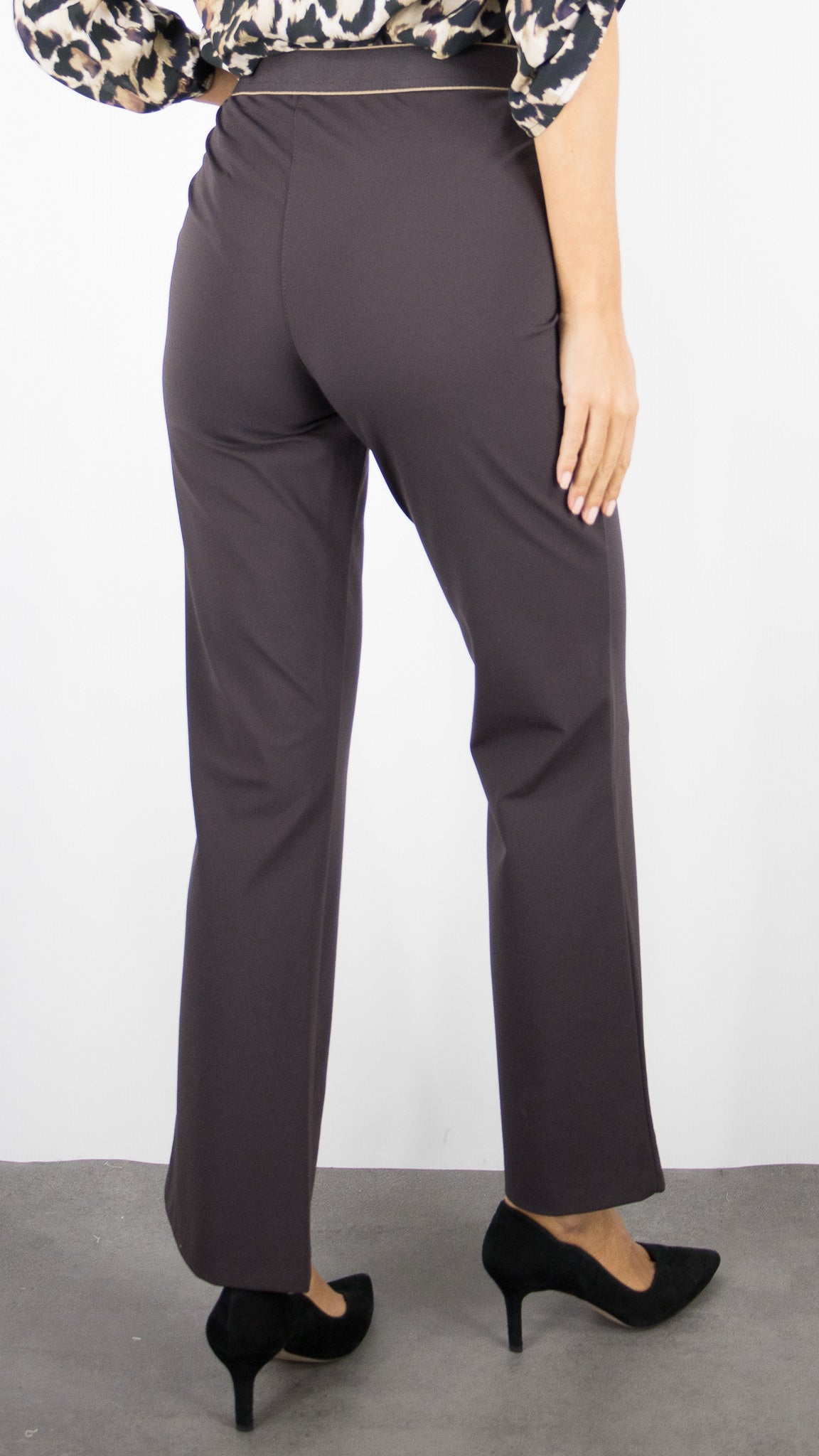 PANTALON FLARE TAILLE ELASTIQUE FEMME NOIR TONI ALICE NEW 61-16 2855-18#COLOR_079/CAFE
