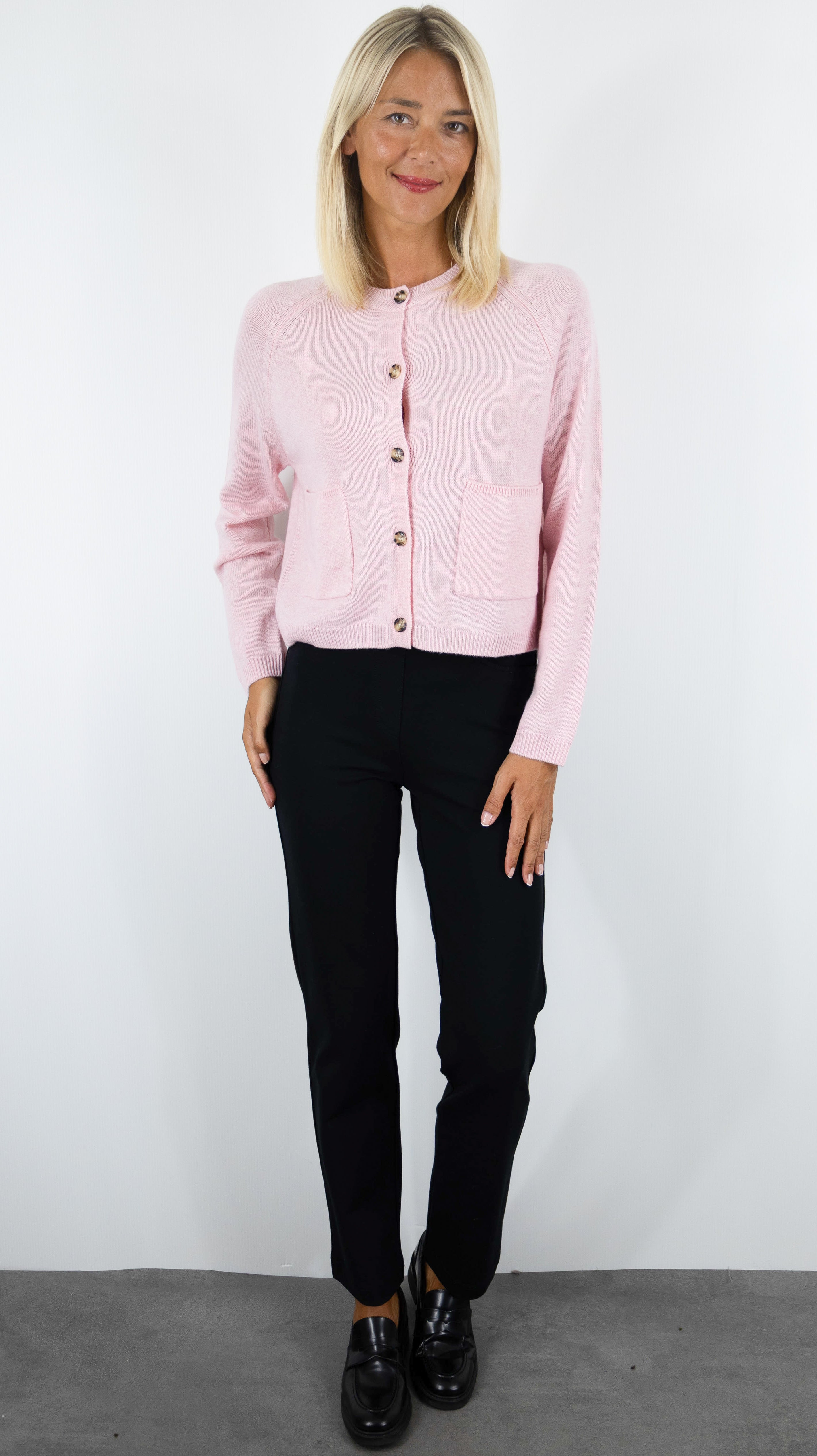 CARDIGAN EN LAINE POUR FEMME NOT SHY WANDA#COLOR_PORCELAINE/ROSE