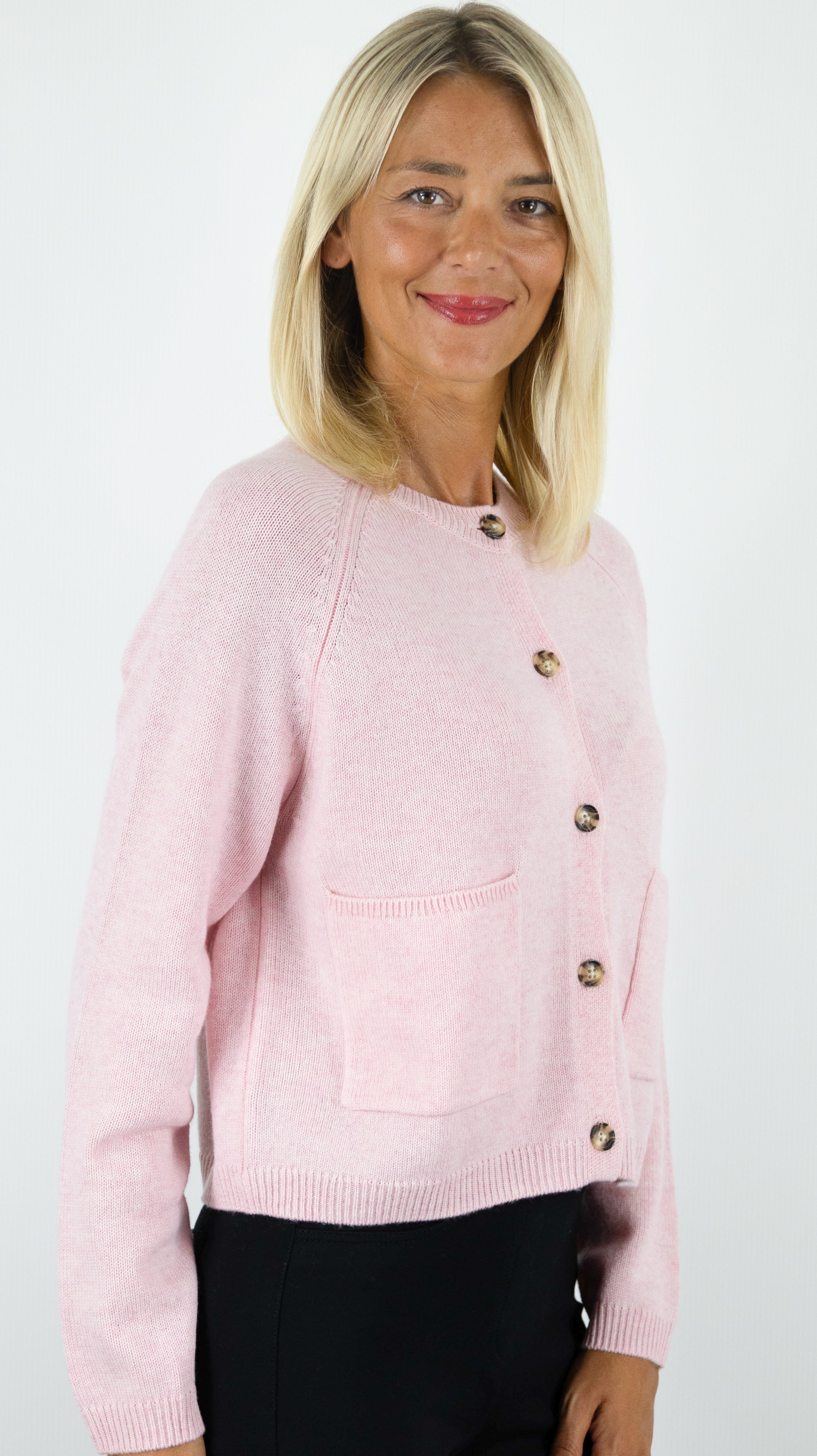 CARDIGAN EN LAINE POUR FEMME NOT SHY WANDA#COLOR_PORCELAINE/ROSE
