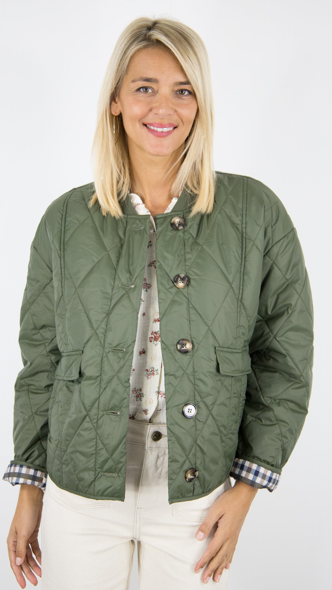VESTE BOMBERS MATELASSÉE POUR FEMME YCOO 6220F#COLOR_KAKI