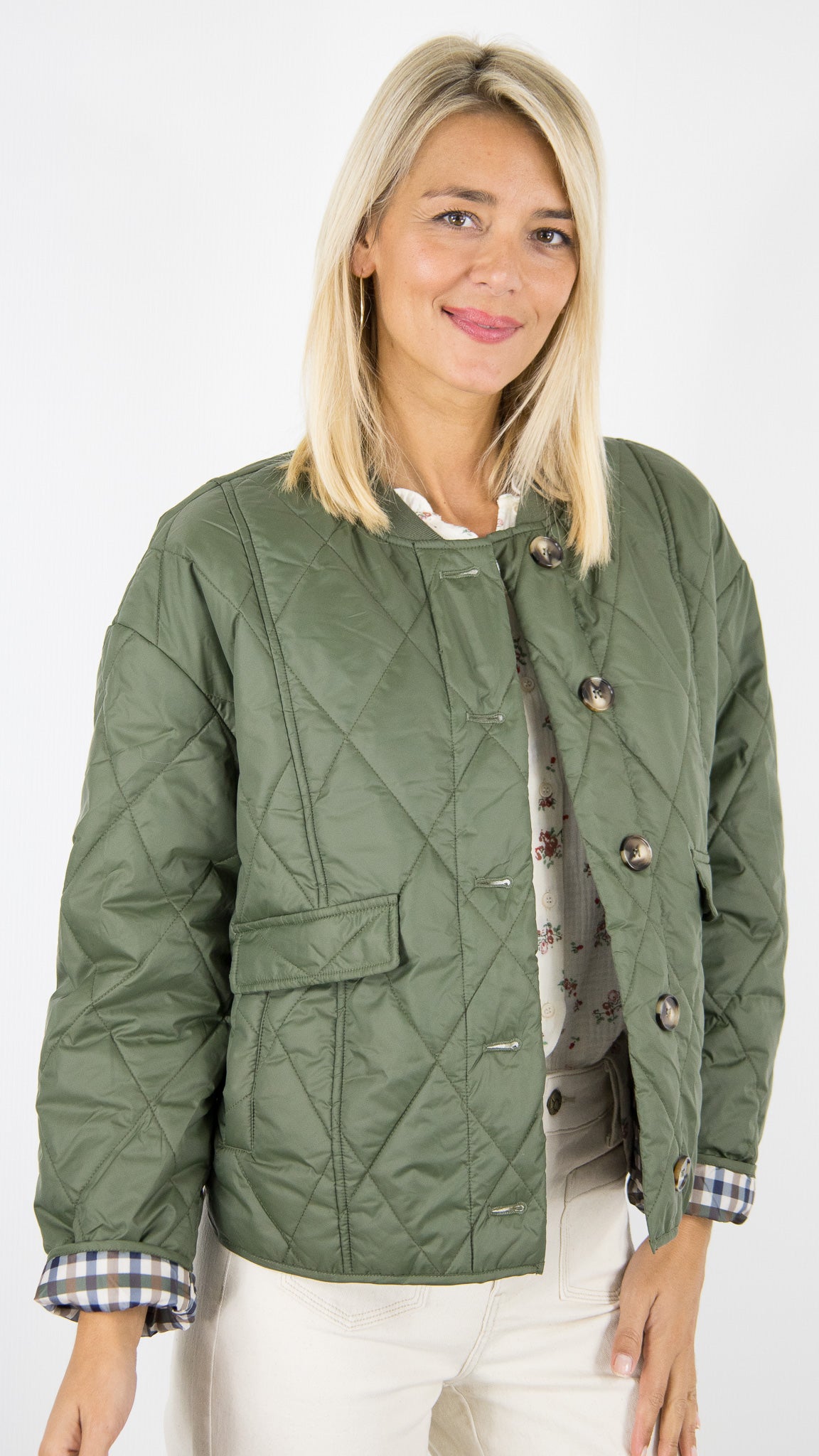 VESTE BOMBERS MATELASSÉE POUR FEMME YCOO 6220F#COLOR_KAKI