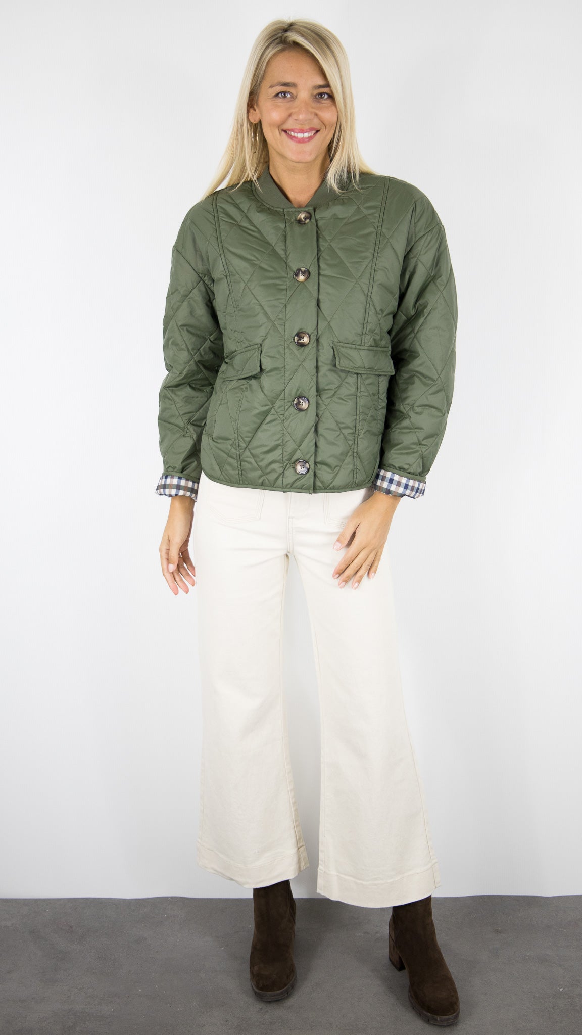VESTE BOMBERS MATELASSÉE POUR FEMME YCOO 6220F#COLOR_KAKI