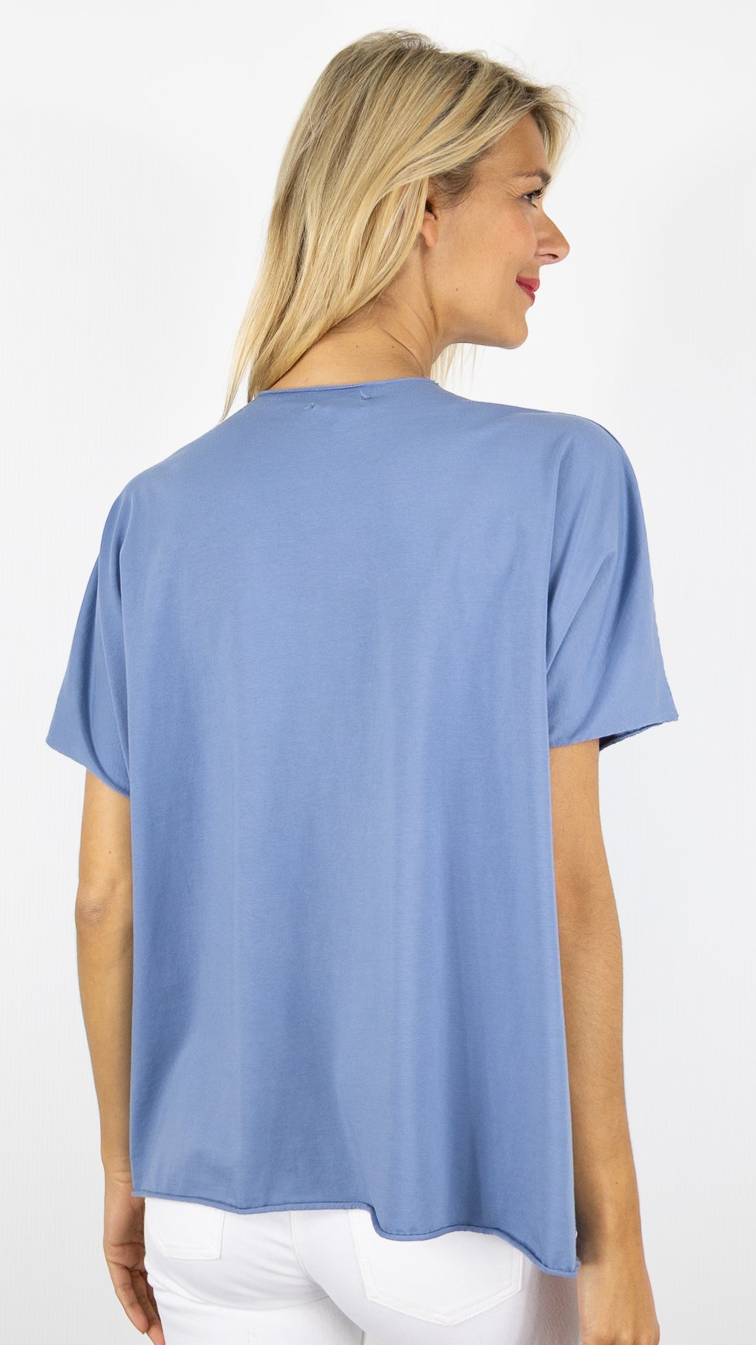TEE-SHIRT V AMPLE MANCHES COURTES FEMME ANDROMEDE 6252#COLOR_JEANS