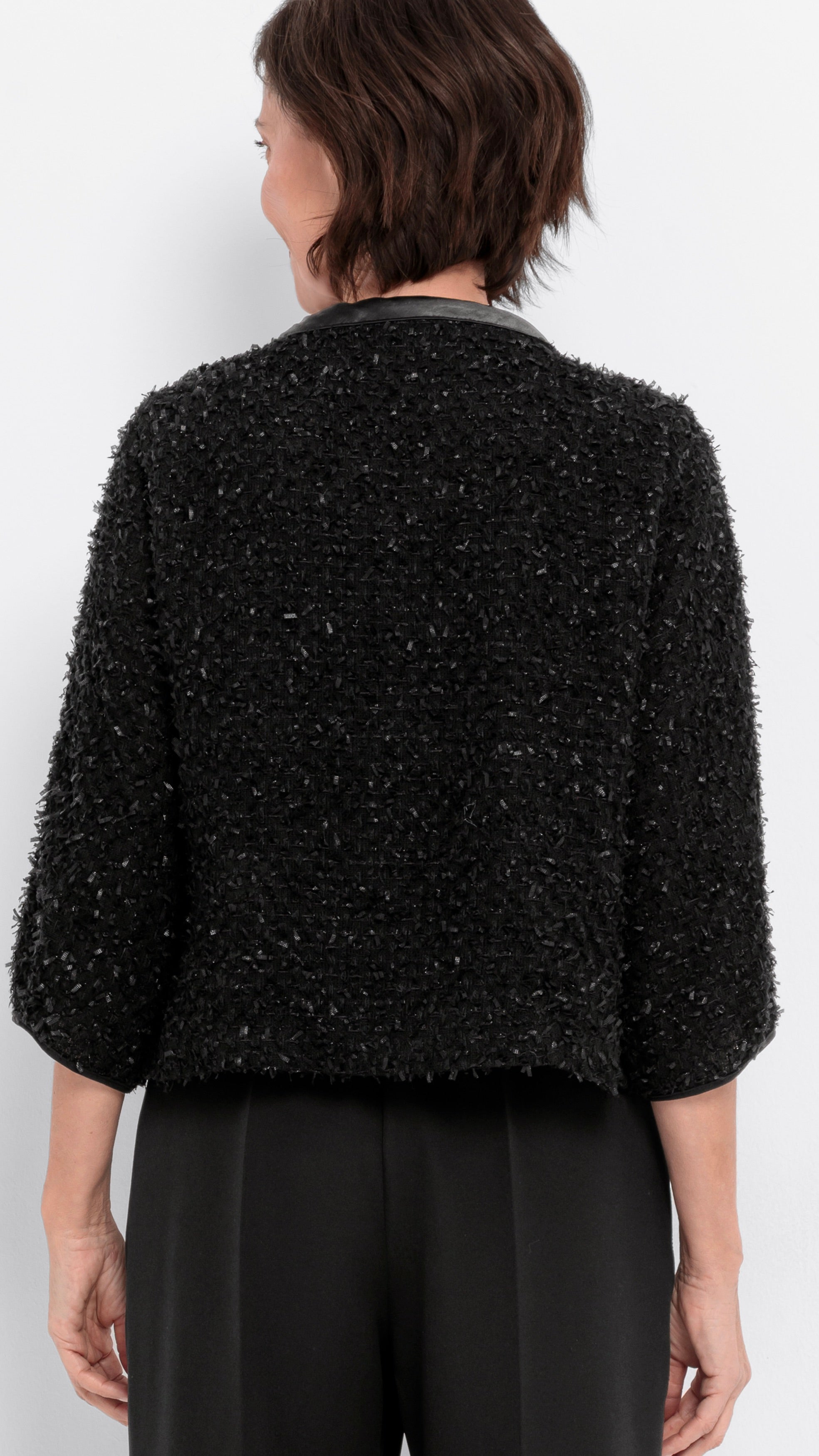 BOLERO COURT EN LAINE DEVORE NOIR BIANCA 64004