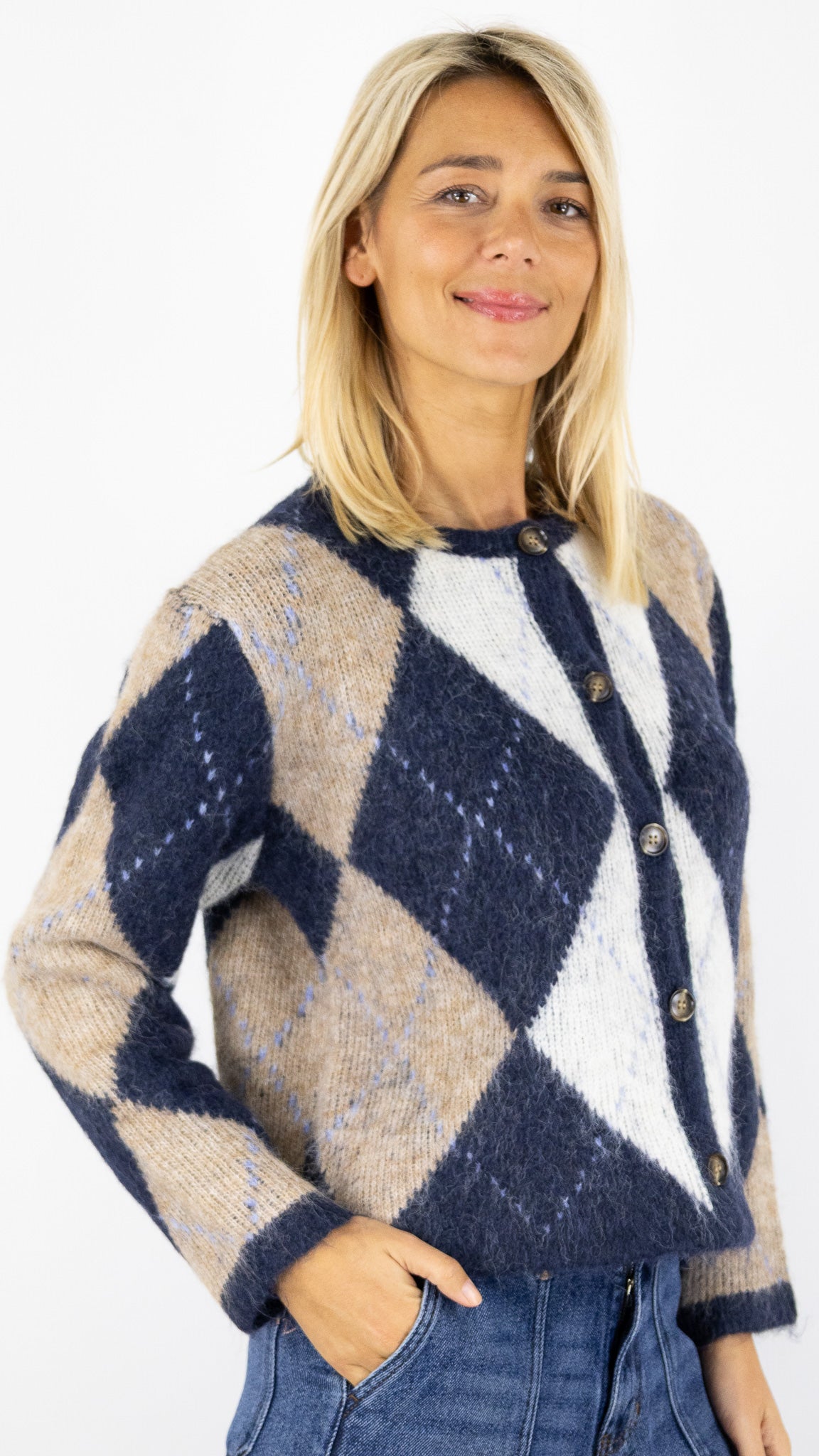 CARDIGAN JACQUARD LILI ET LALA 65128 MARINE