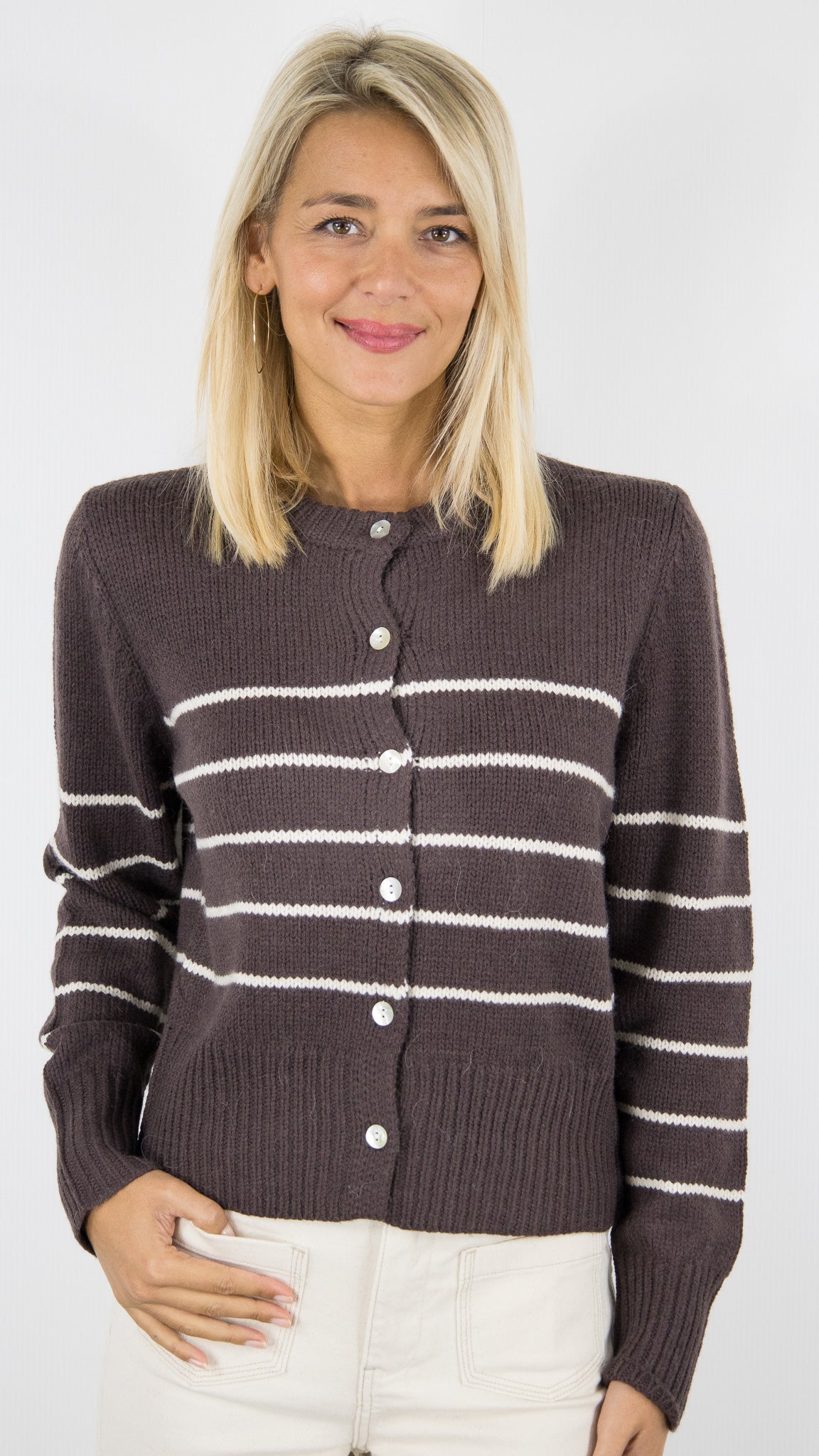 CARDIGAN MARINIERE EN LAINE CHOCO LILI ET LALA 65177 