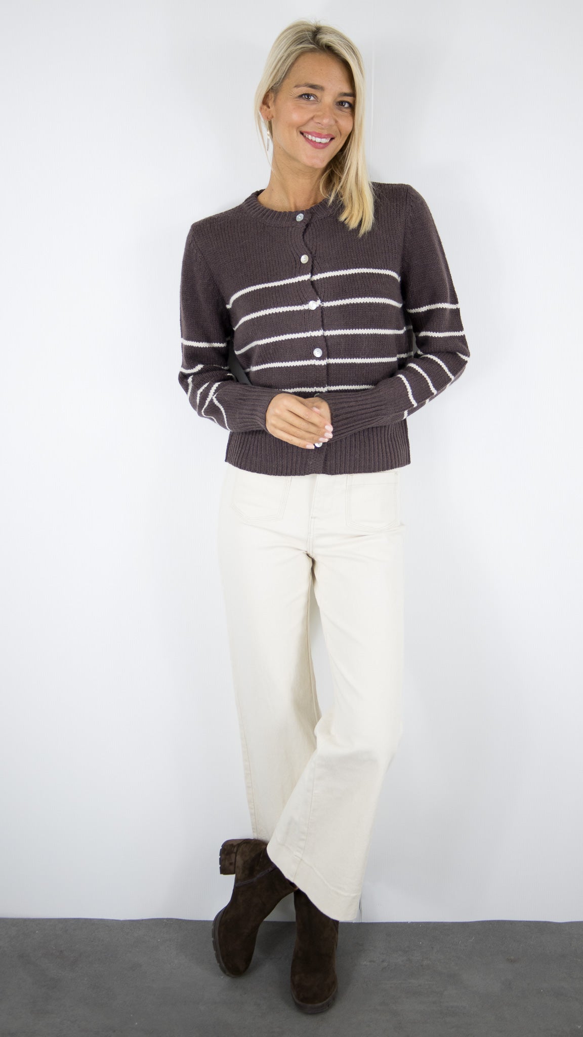 CARDIGAN MARINIERE EN LAINE CHOCO LILI ET LALA 65177 
