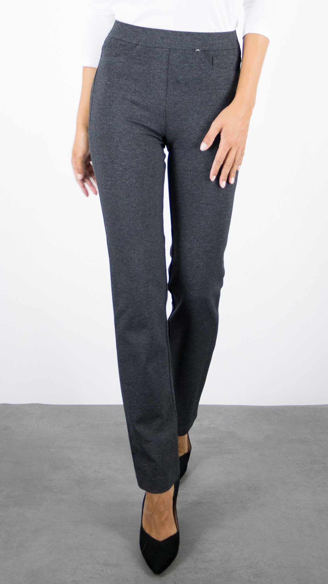 PANTALON SLIM TAILLE ELASTIQUE FEMME GRIS CHINE TONI ALICE JERSEY 67-04 2800-0