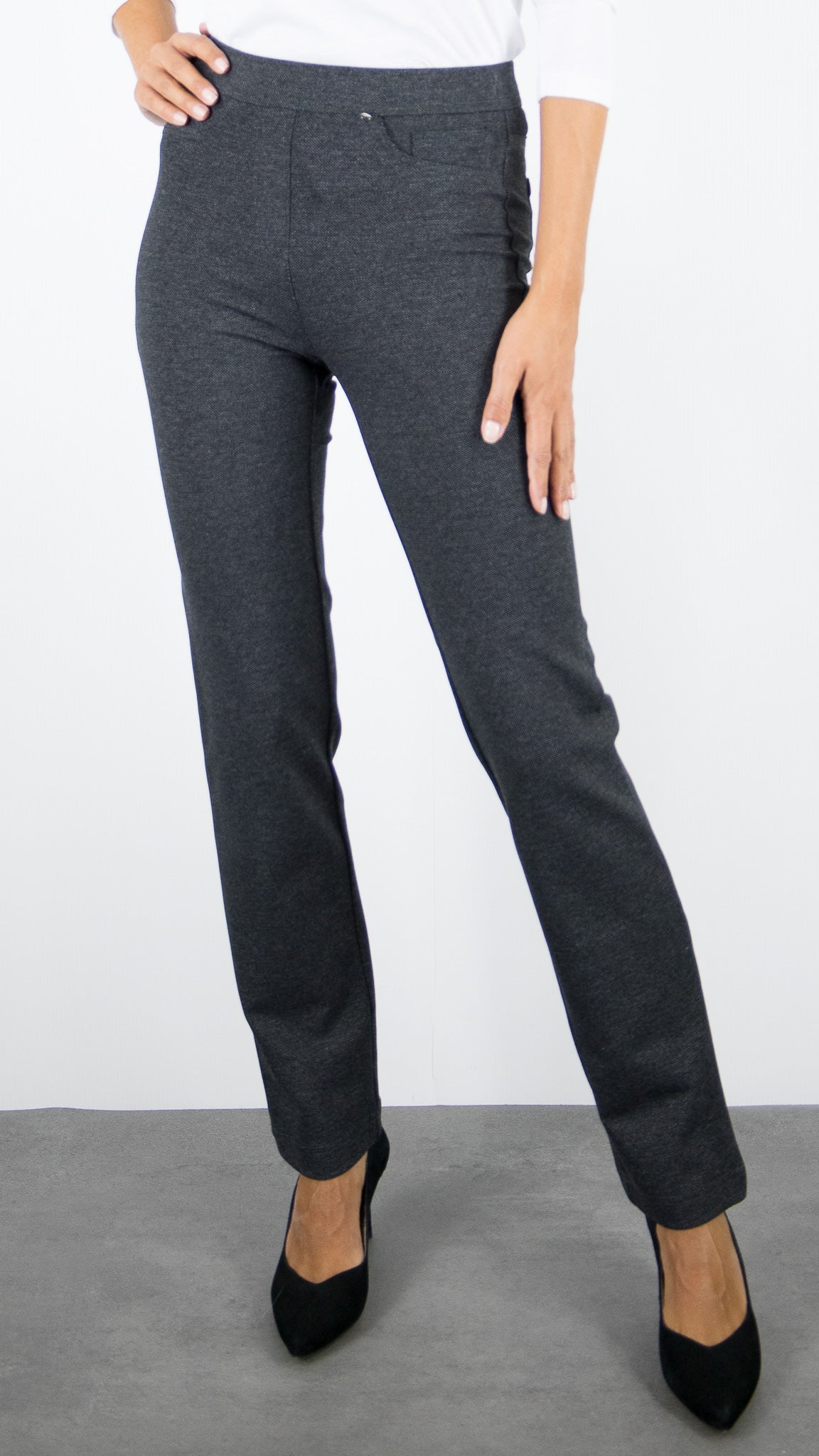 PANTALON SLIM TAILLE ELASTIQUE FEMME GRIS CHINE TONI ALICE JERSEY 67-04 2800-0