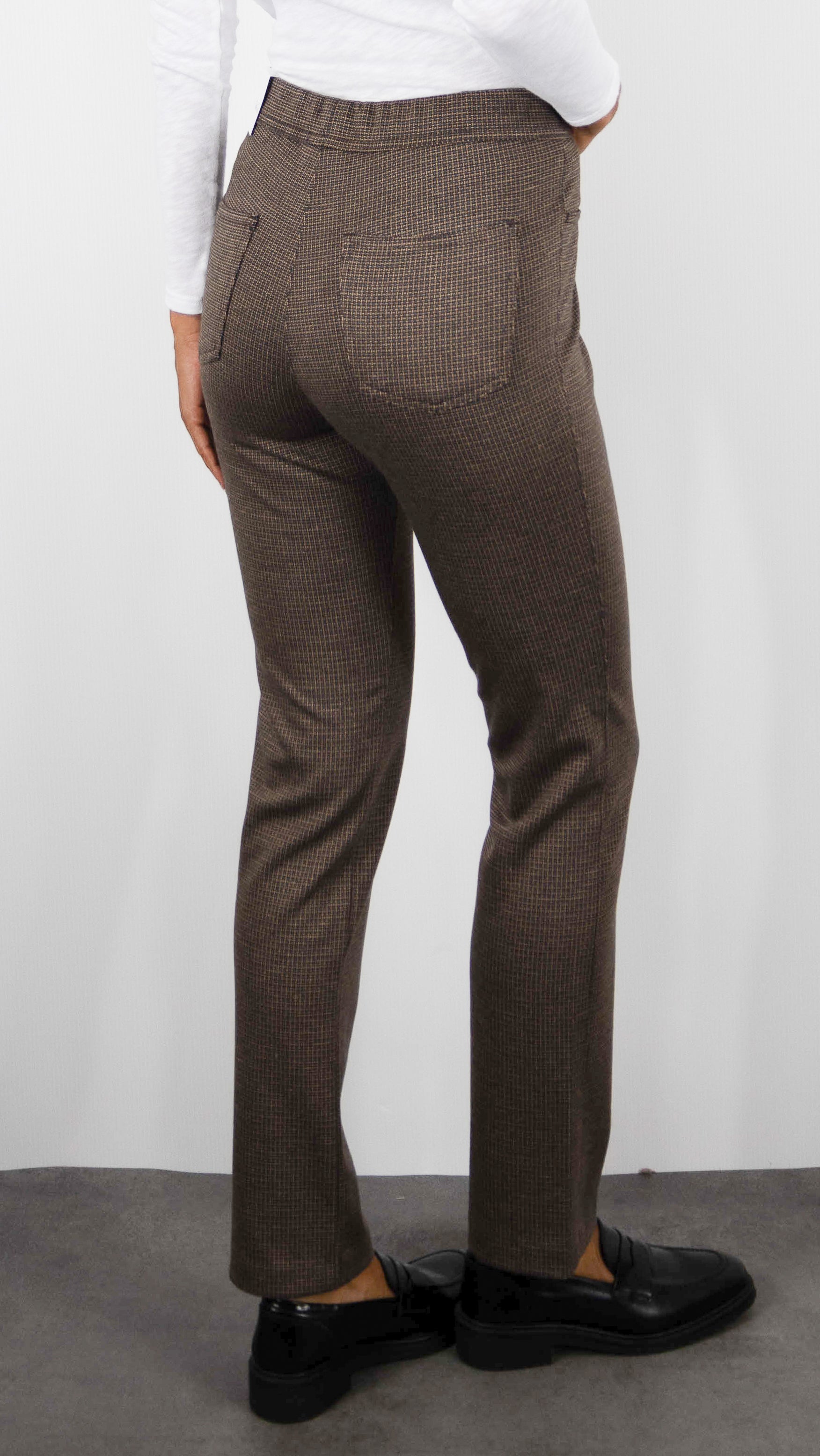 PANTALON PIED DE POULE TAILLE ELASTIQUE POUR FEMME TONI 67-56 2800-43 ALICE#COLOR_78/BRAUN