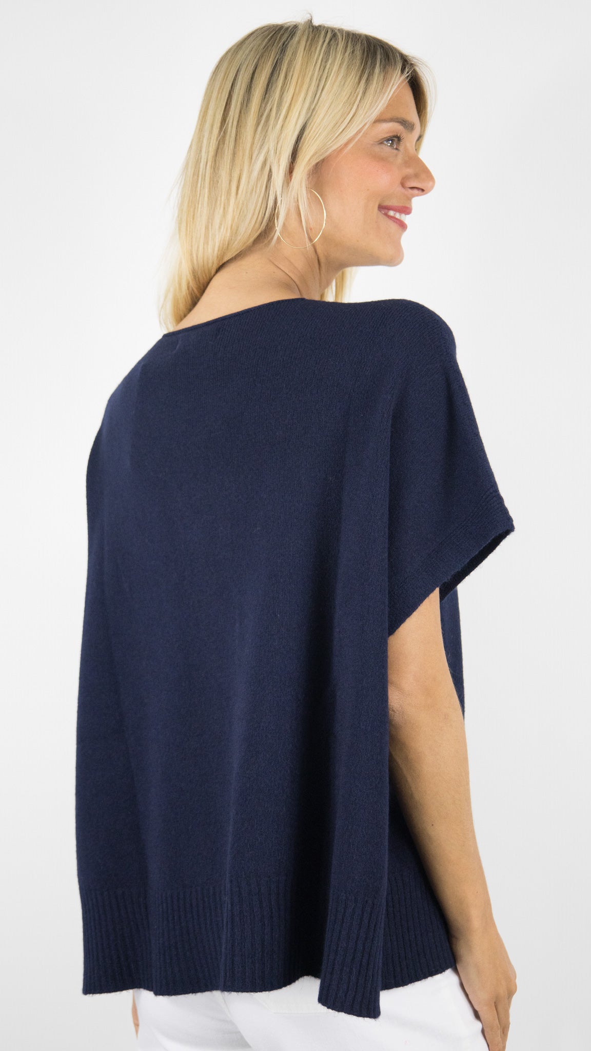 PONCHO COL V MANCHES COURTES FEMME AMPLE MAX ET ENJOY 67035#COLOR_115/MARINE