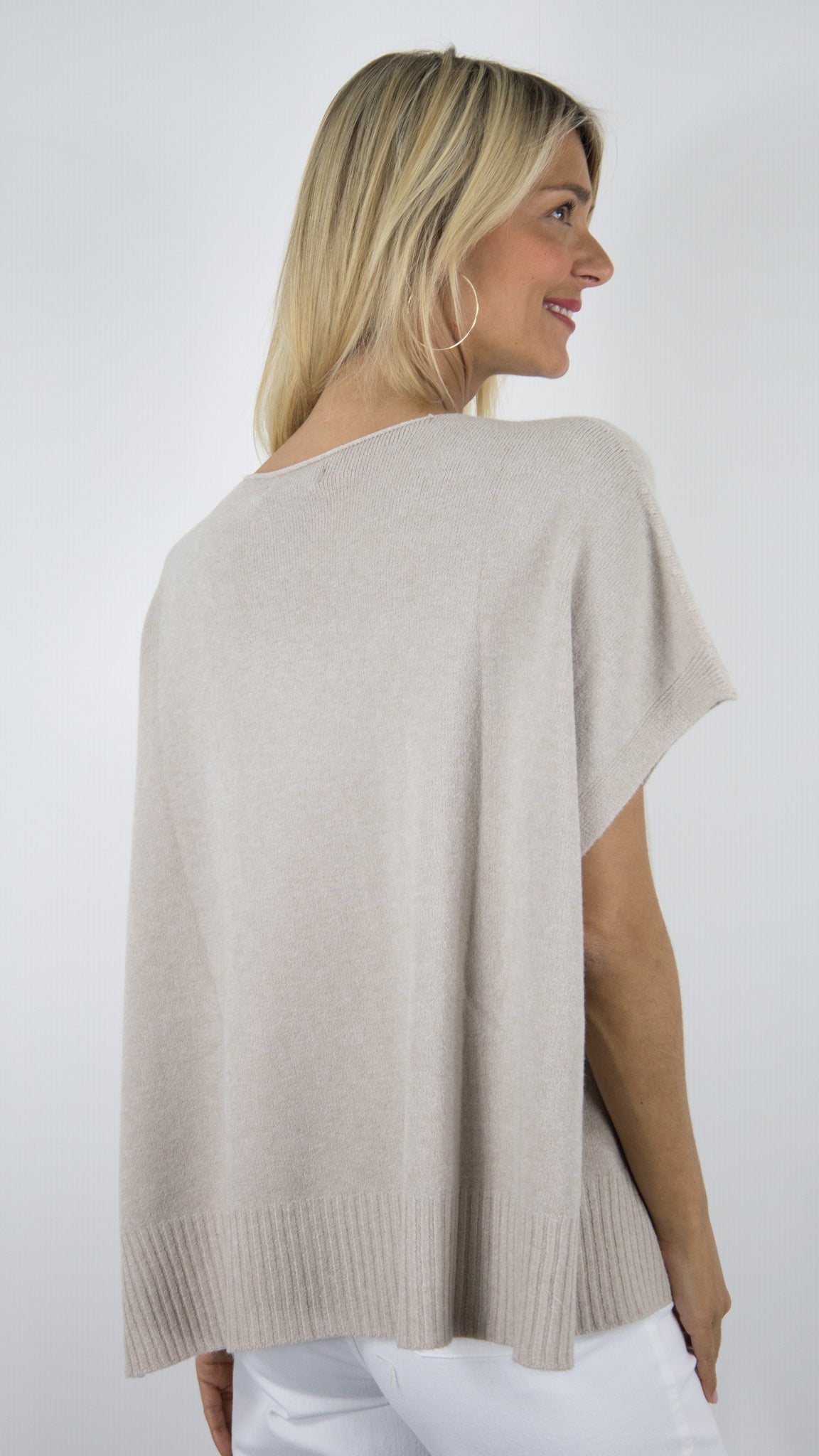 PONCHO COL V MANCHES COURTES FEMME AMPLE MAX ET ENJOY 67035#COLOR_082/CREME