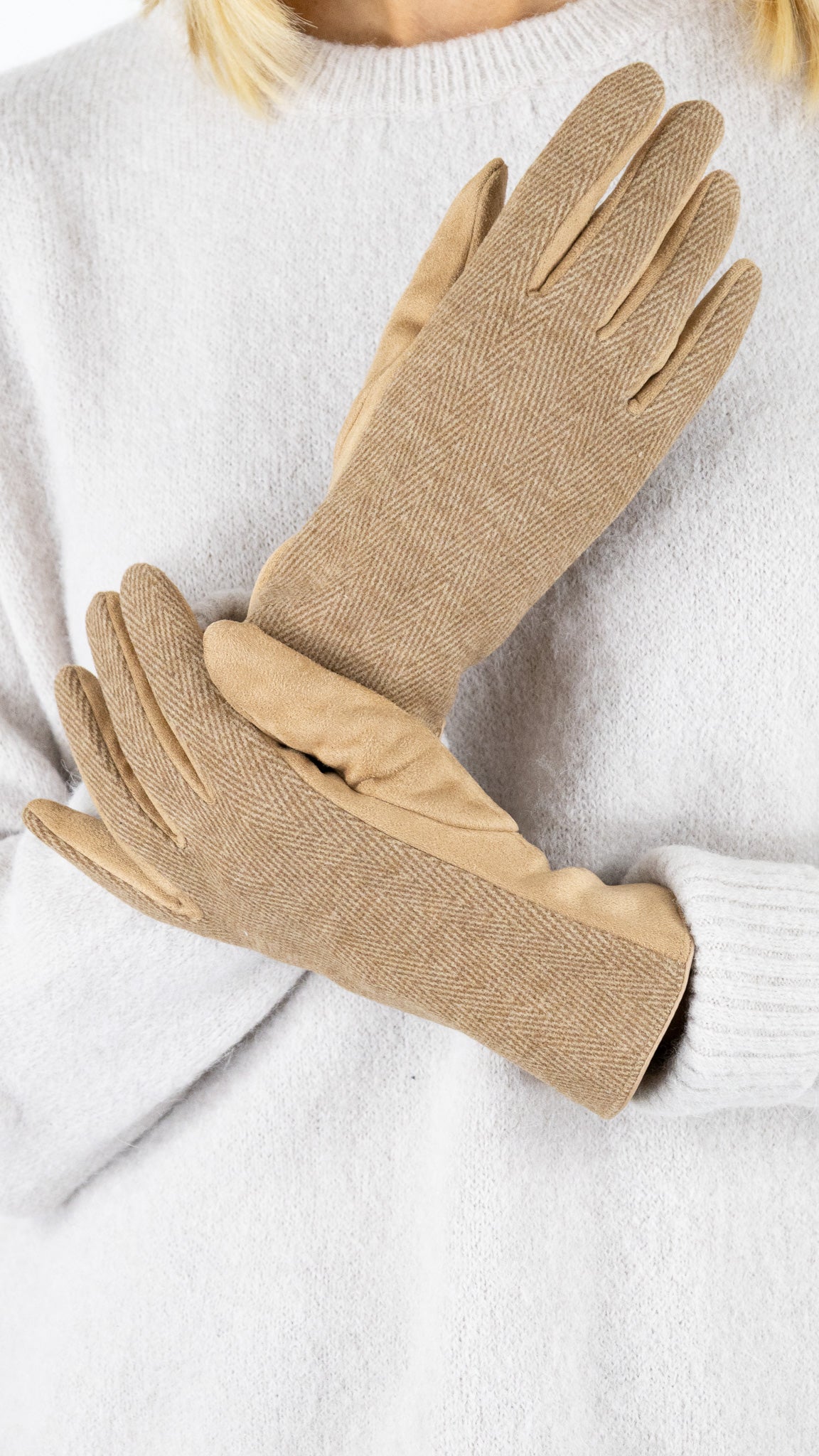 GANTS SUEDINE ET CHEVRON FEMME VOUS 67627#color_0700/MARRON CLAIR