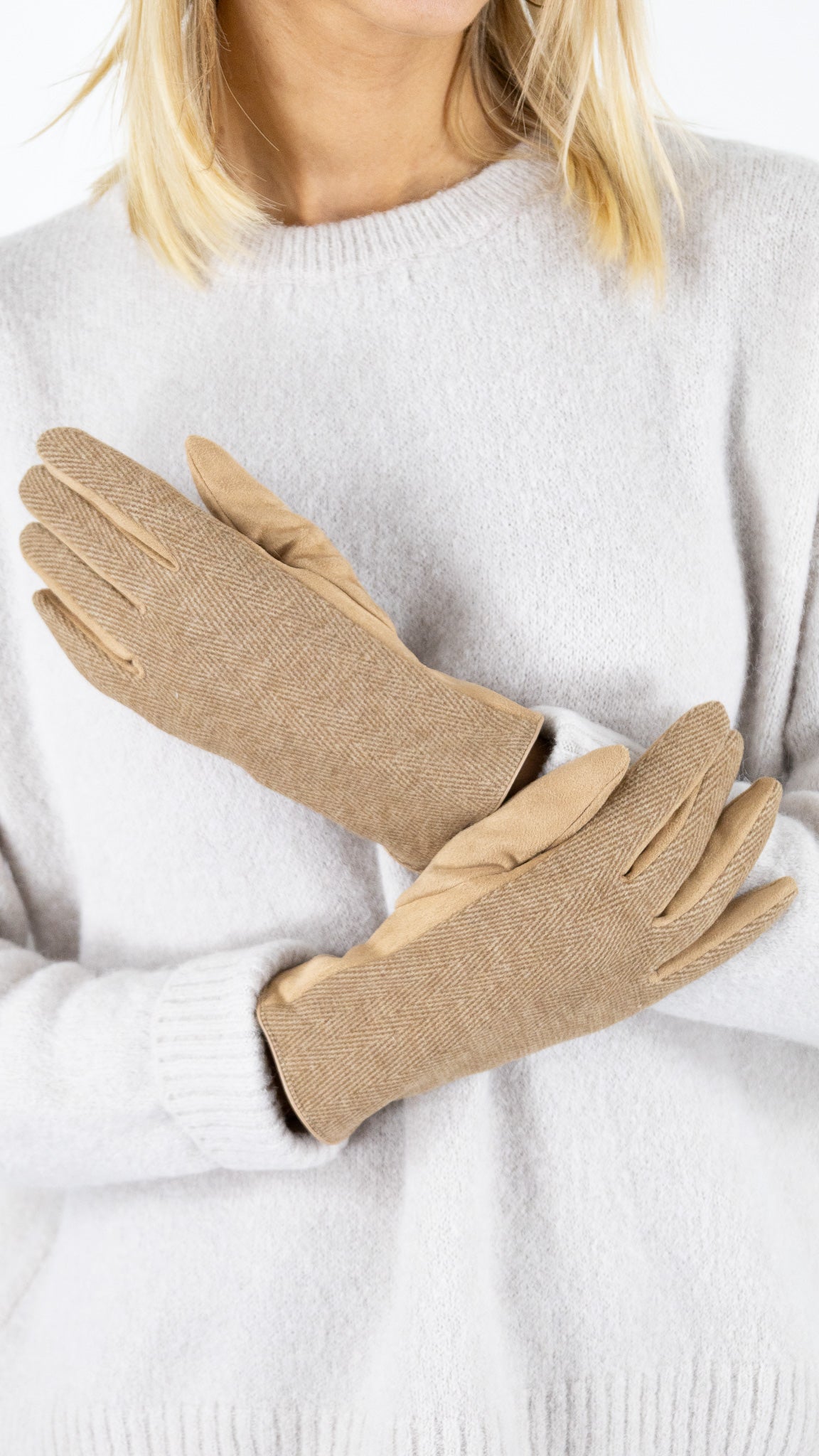 GANTS SUEDINE ET CHEVRON FEMME VOUS 67627#color_0700/MARRON CLAIR