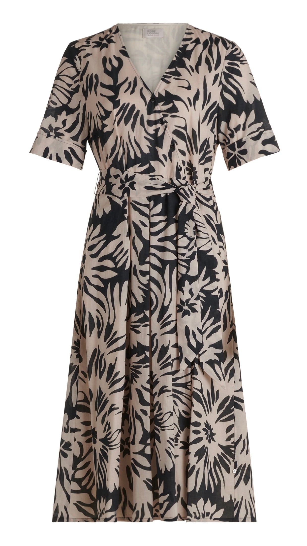 ROBE CROISEE IMPRIME EN COTON NOIR ET BLANC ROBE LEGERE 6763/4022