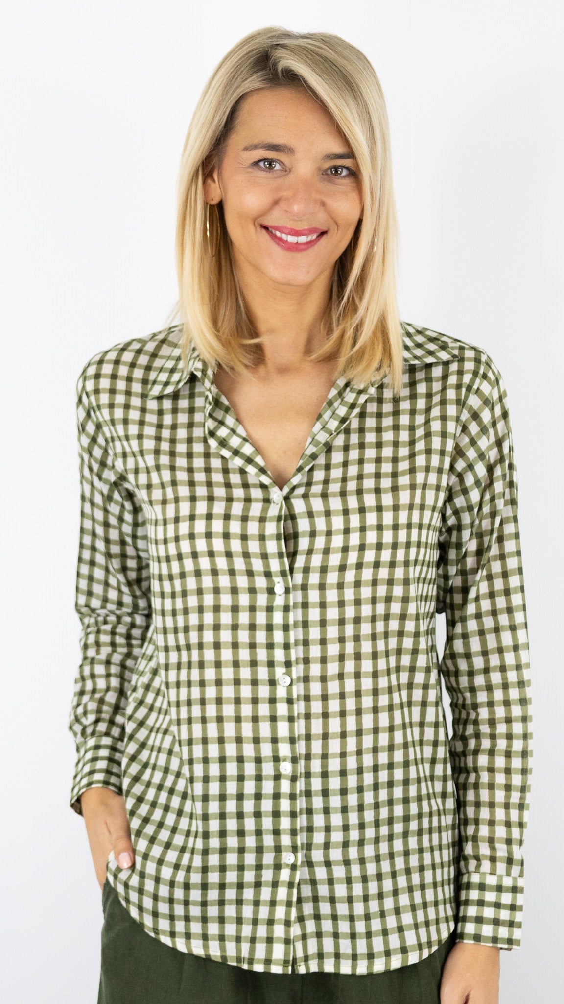 CHEMISE DROITE IMPRIME ZEBRE LUK AP 67692#COLOR_0853/VERT FONCE