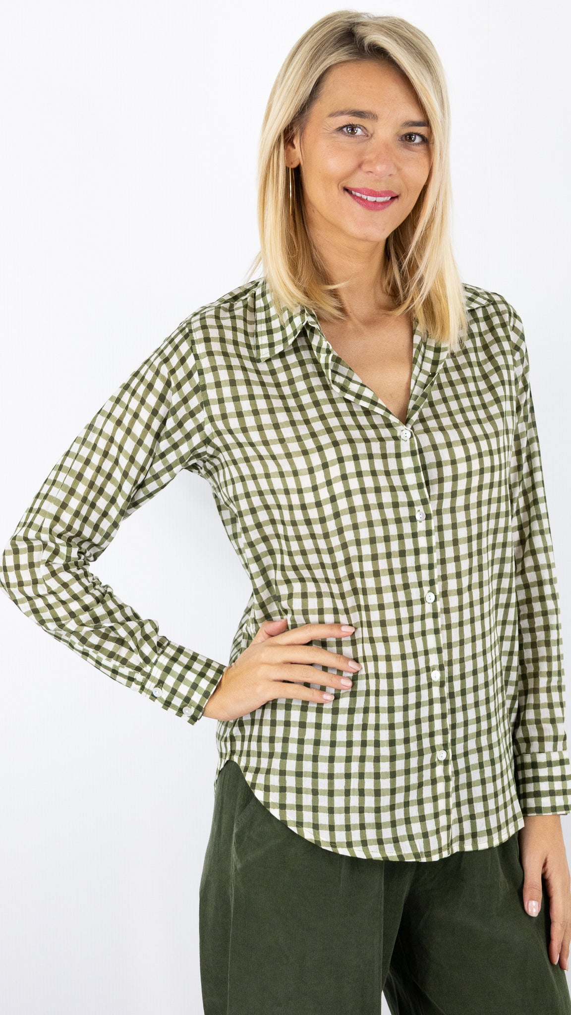 CHEMISE DROITE IMPRIME ZEBRE LUK AP 67692#COLOR_0853/VERT FONCE