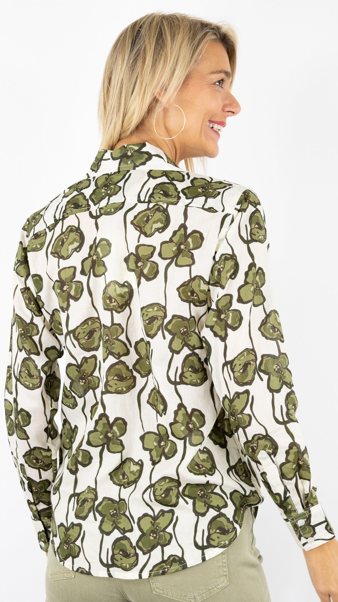 CHEMISE DROITE IMPRIME ZEBRE LUK AP 67692#COLOR_855/VERT FONCE