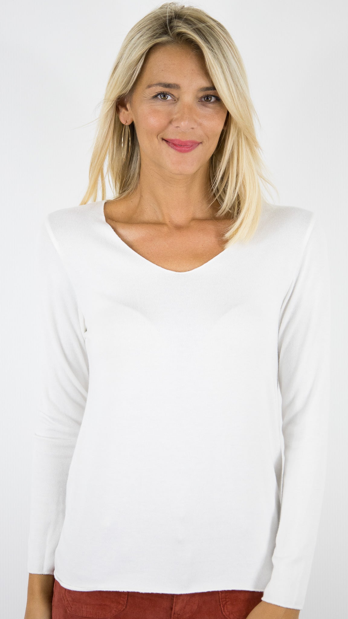 TEE SHIRT V SOUS PULL STUDIO PARISIEN 6789/1#COLOR_CREMA