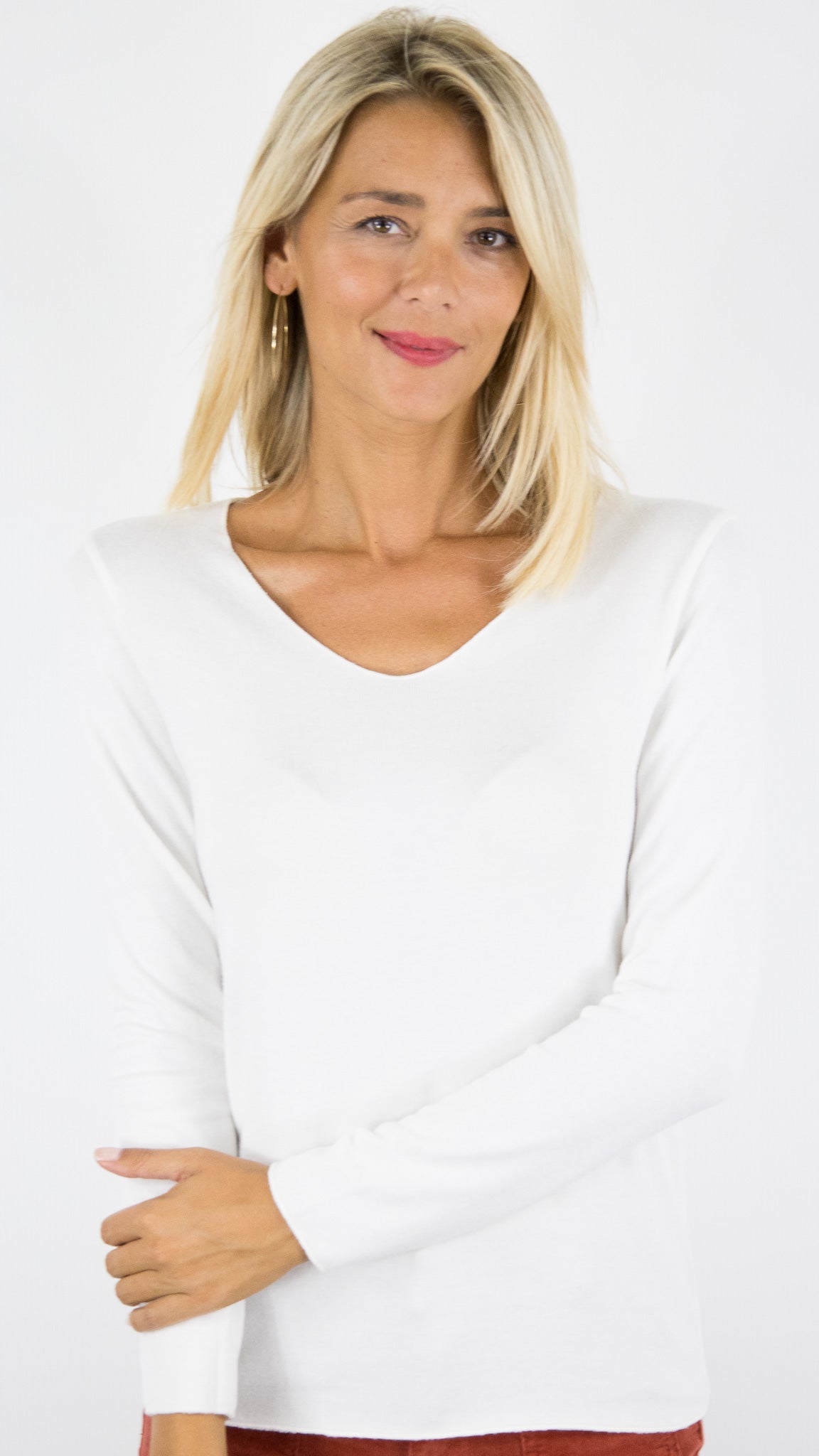 TEE SHIRT V SOUS PULL STUDIO PARISIEN 6789/1#COLOR_CREMA