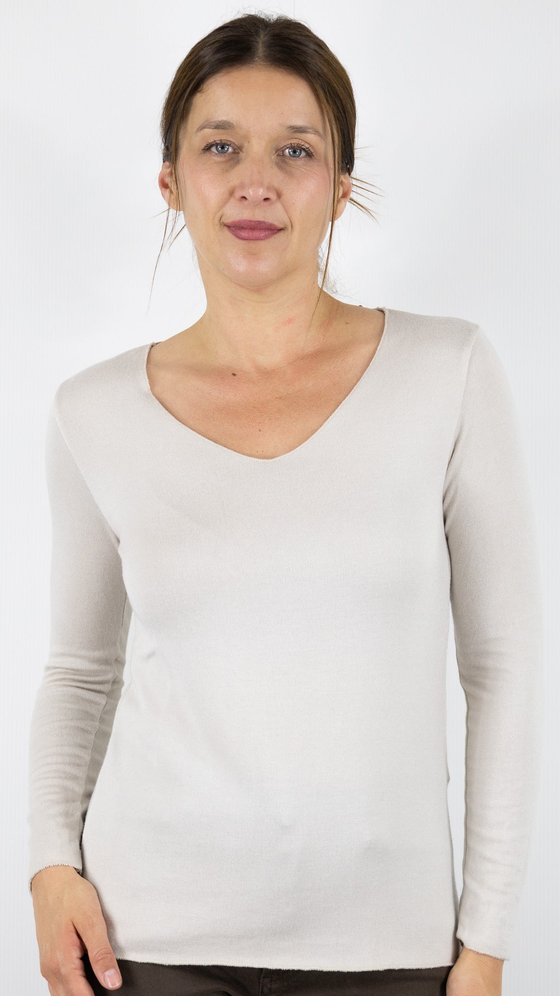 TEE SHIRT V SOUS PULL STUDIO PARISIEN 6789/1#COLOR_BEIGE