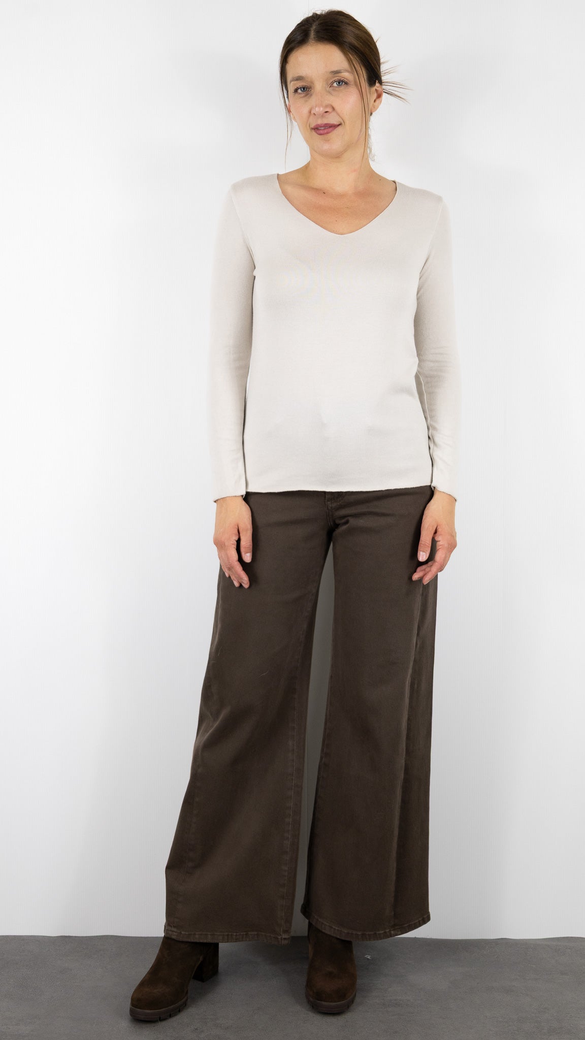 TEE SHIRT V SOUS PULL STUDIO PARISIEN 6789/1#COLOR_BEIGE